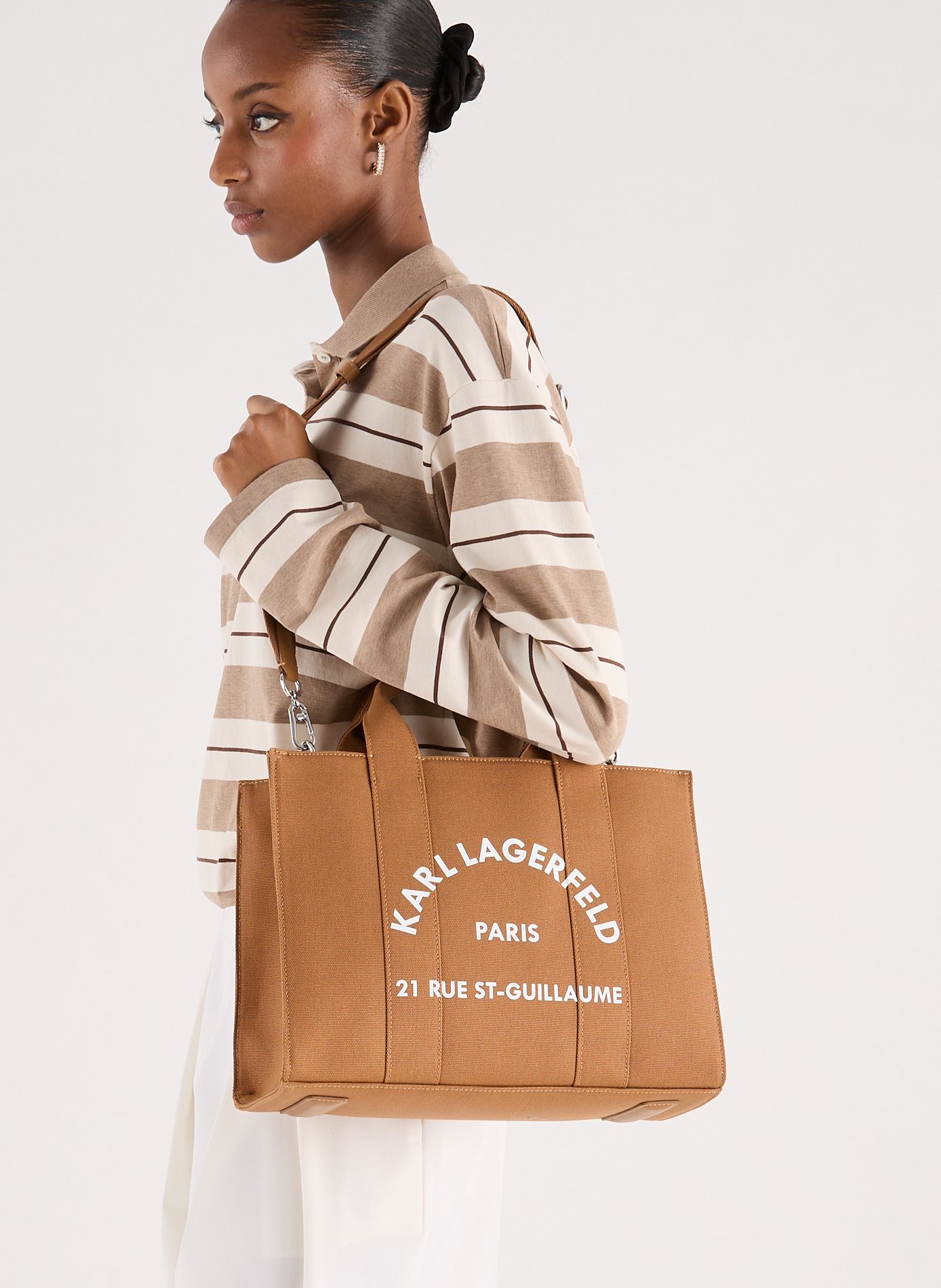 Sac cabas en coton KARL LAGERFELD Marron