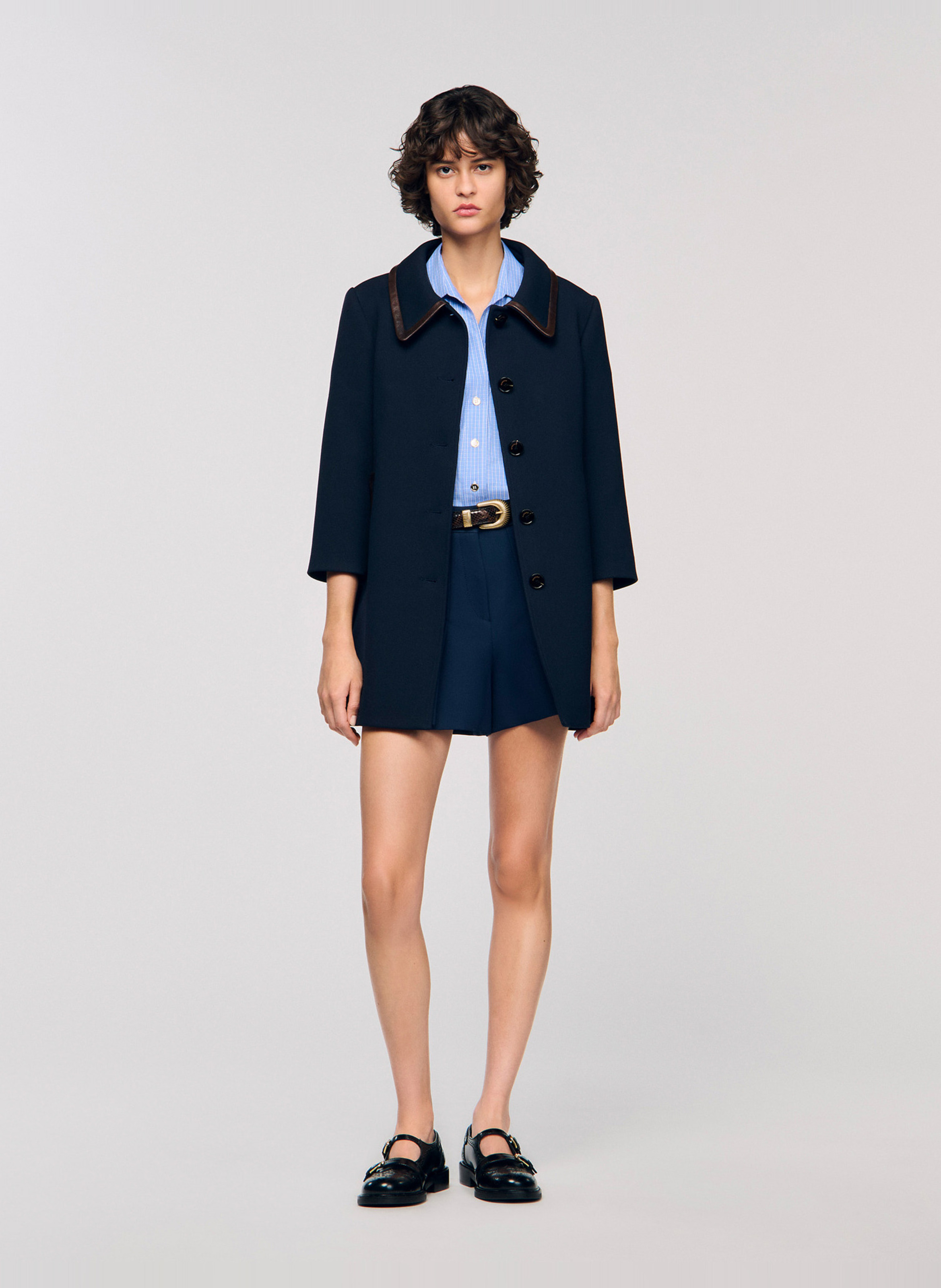 Manteau col chemise SANDRO Bleu