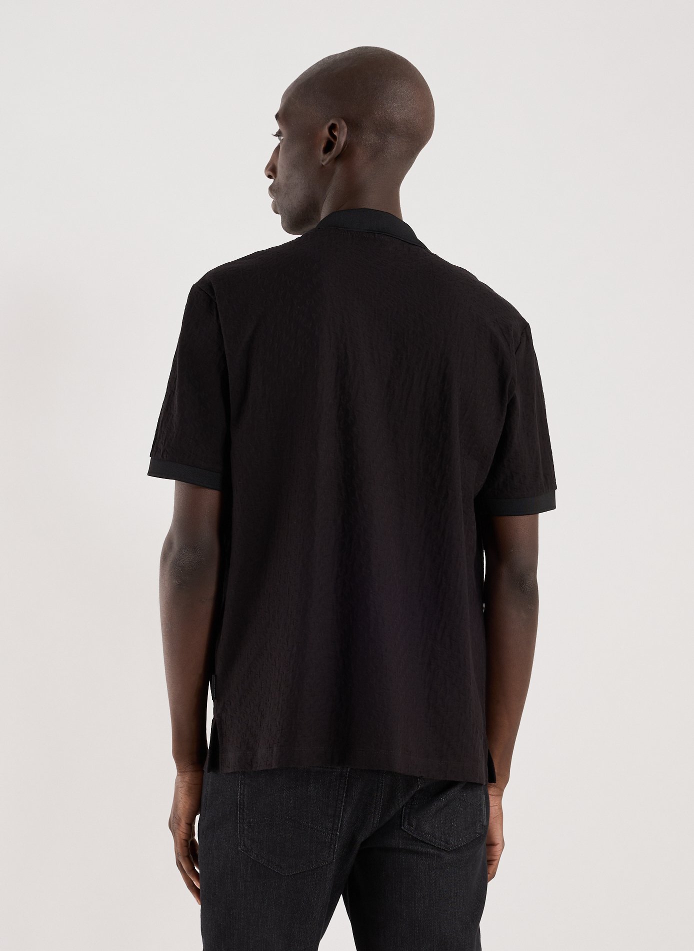 Polo manches courtes jacquard en coton ARMANI EXCHANGE Noir