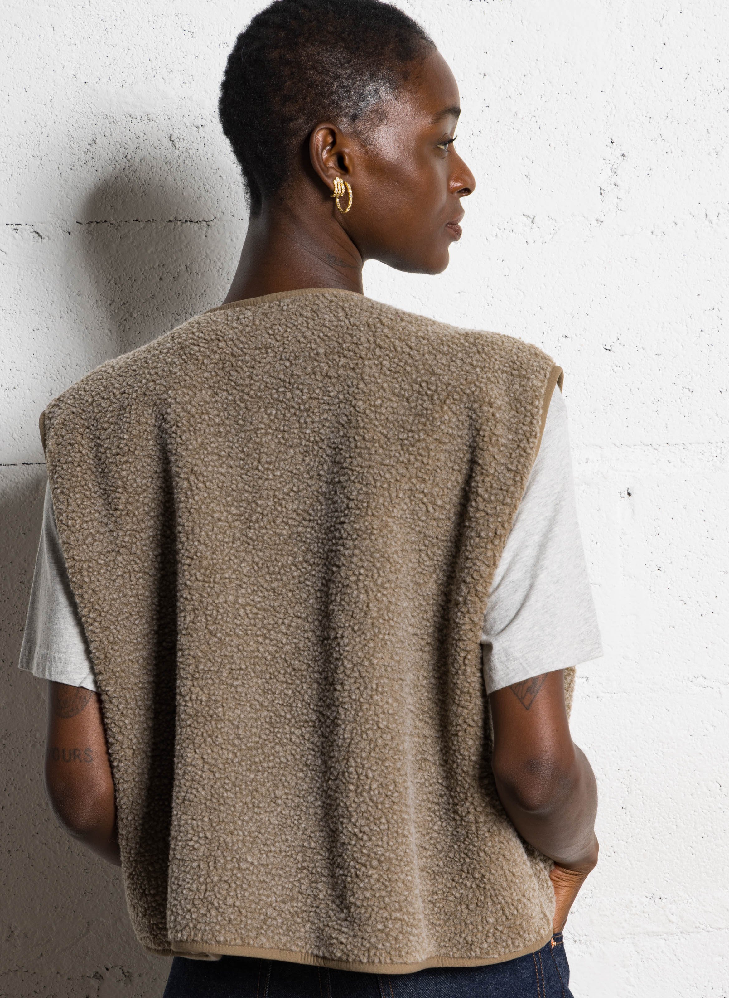 Gilet col rond molletonné sans manches hoktown AMERICAN VINTAGE Vert