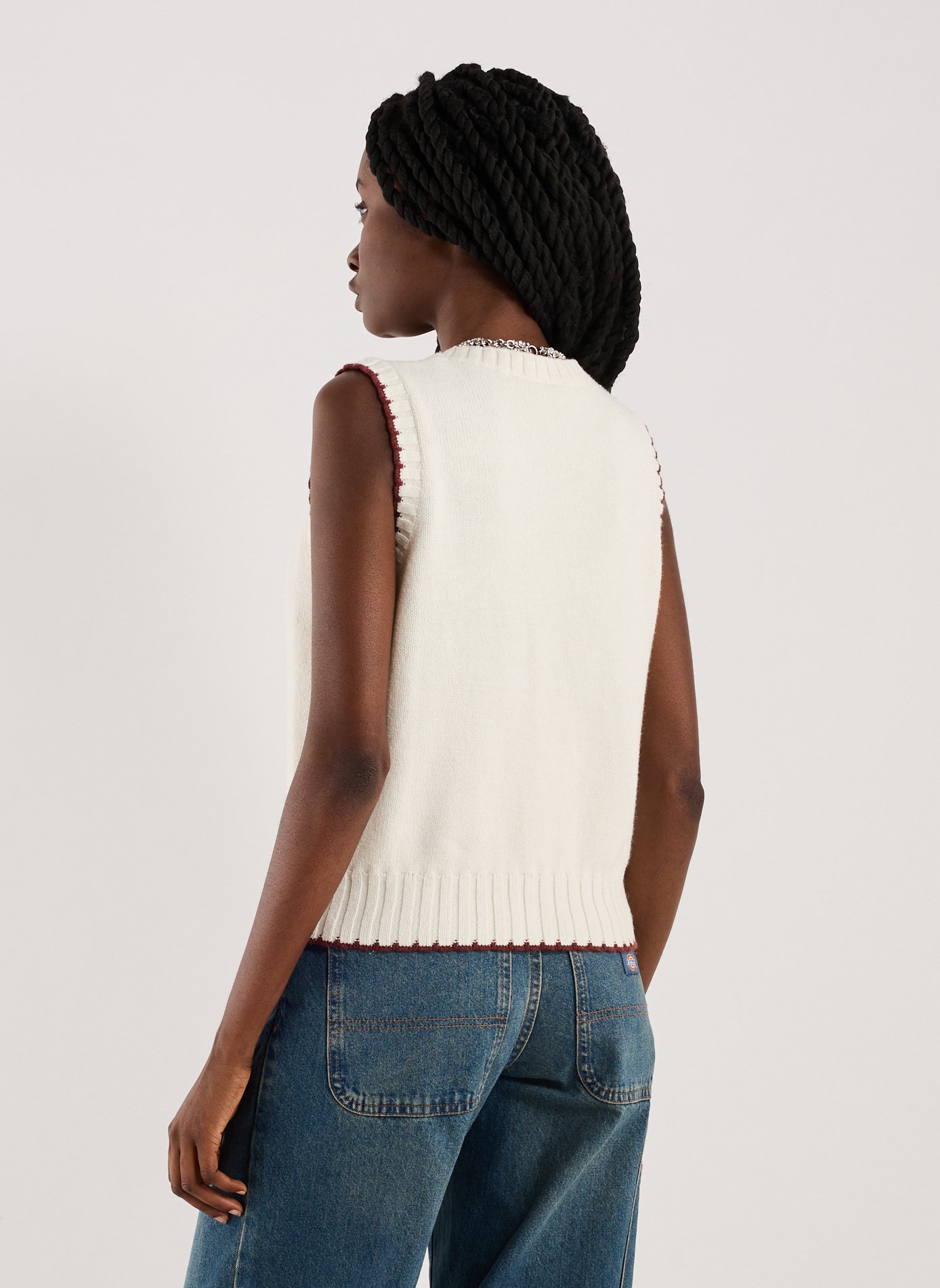 Sleeveless top with embroidery DICKIES White