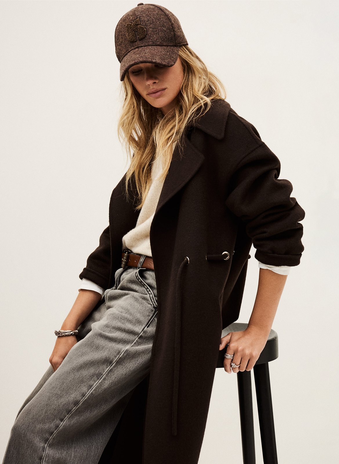 Long manteau en laine mélangée kate BA&SH Marron