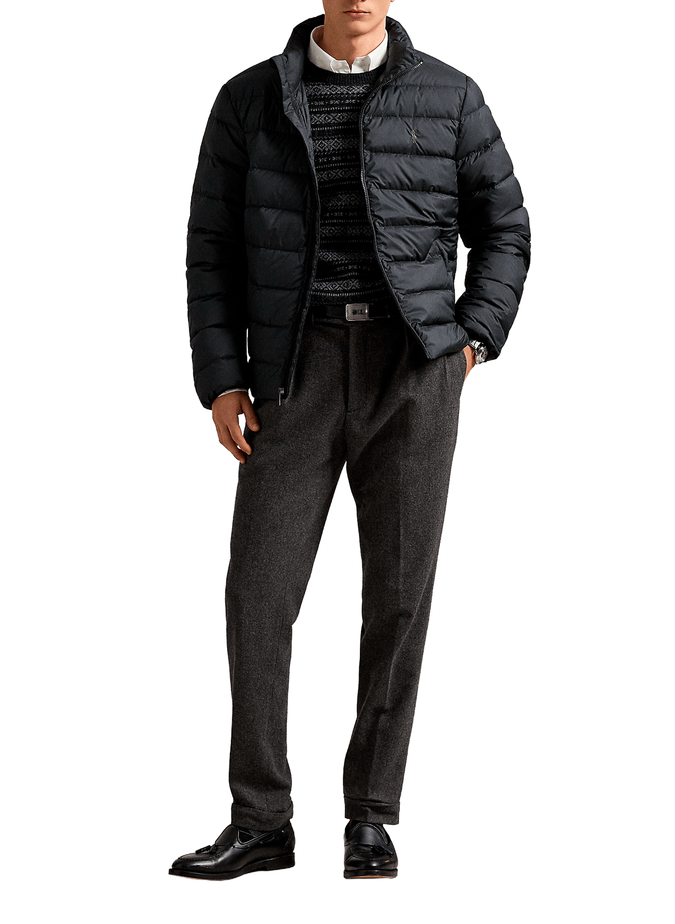 Pull col rond en laine POLO RALPH LAUREN Gris