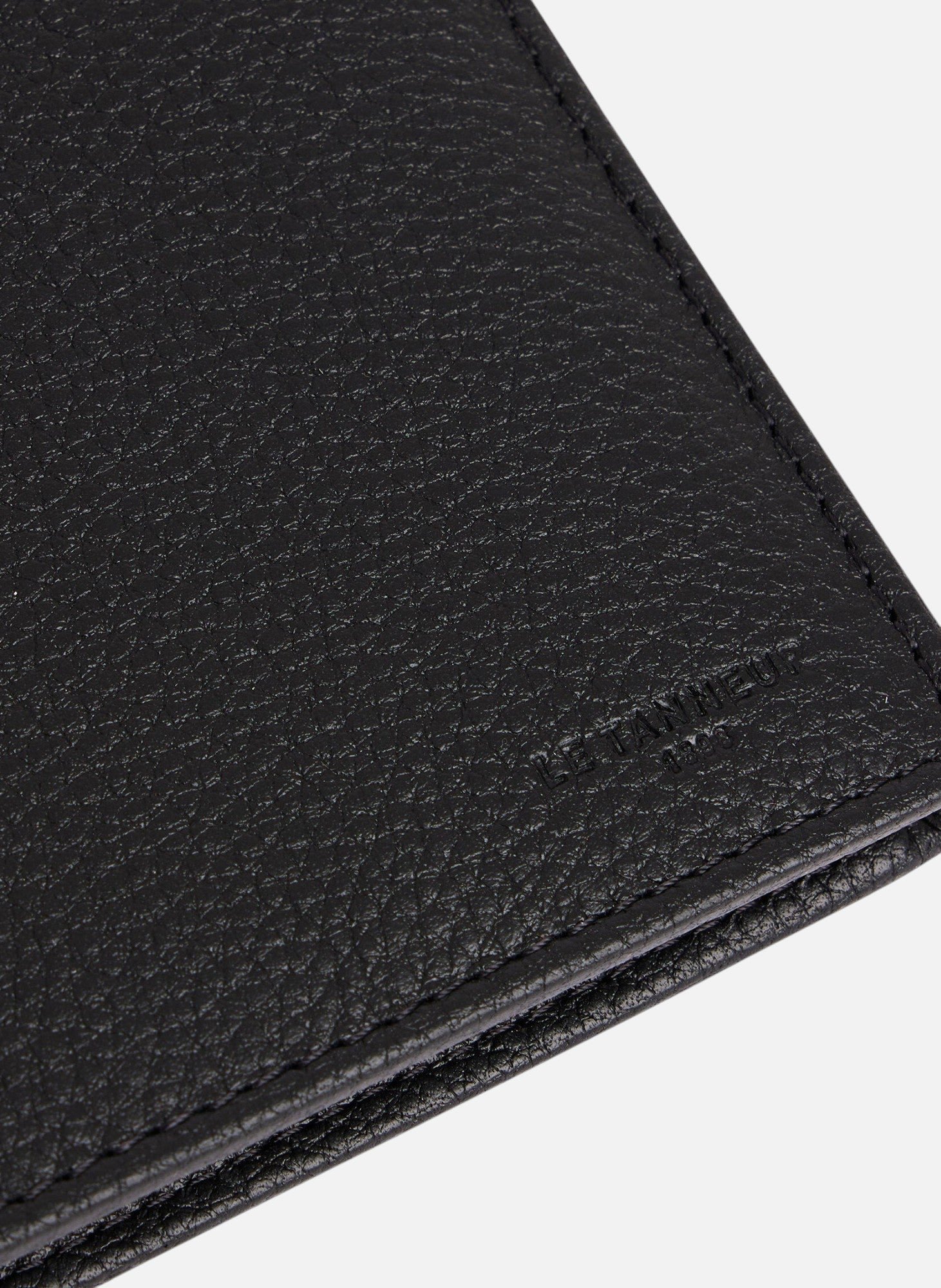 Portefeuille à rabat 2 volets charles en cuir grainé LE TANNEUR Noir