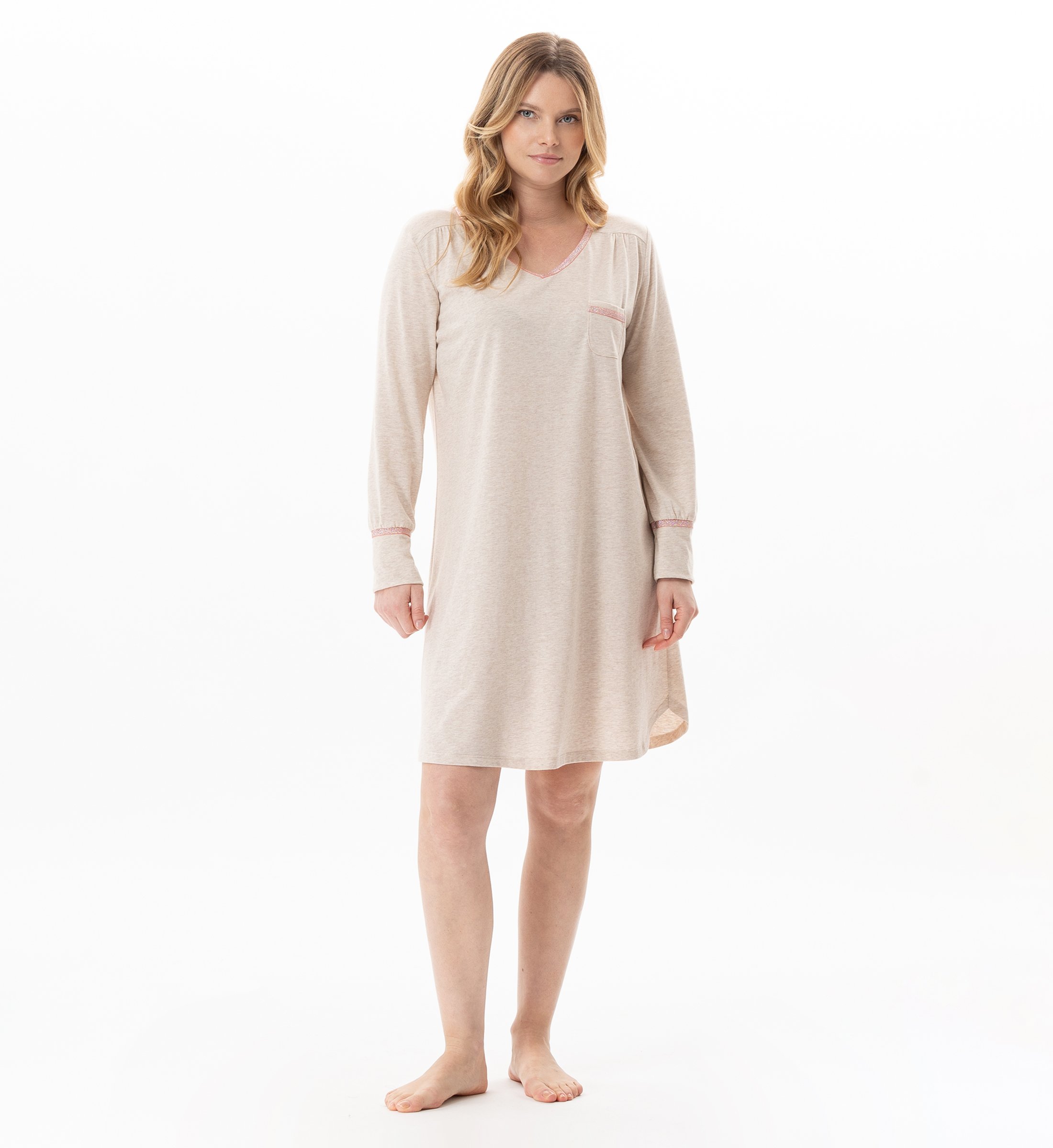 Chemise de nuit en coton modal kelly 121 LE CHAT Beige