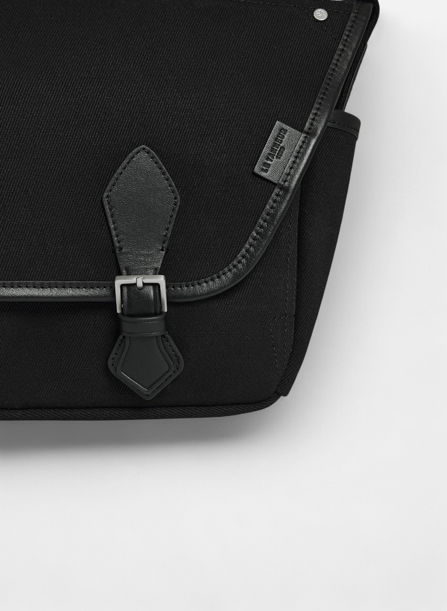 Sac bandoulière moyen modèle solveig en toile coton et cuir lisse LE TANNEUR Noir