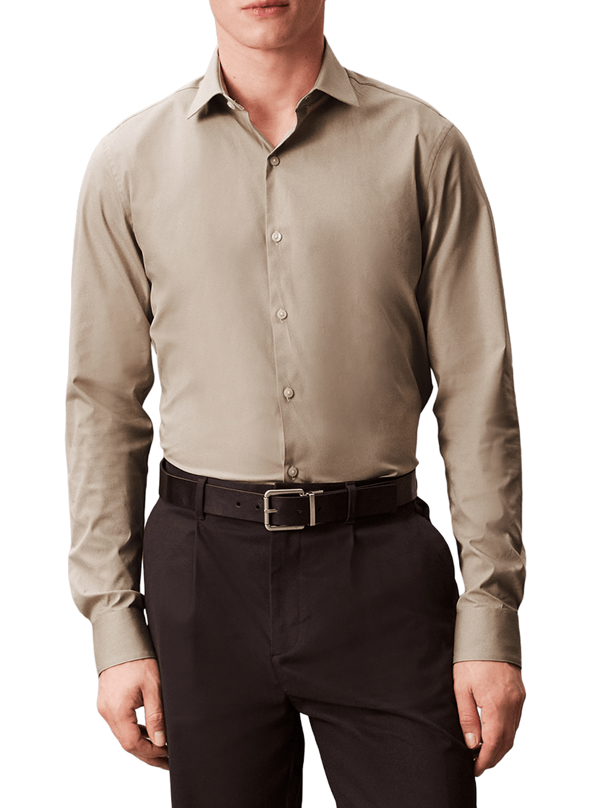 Chemise droite en lin mélangé CALVIN KLEIN Beige