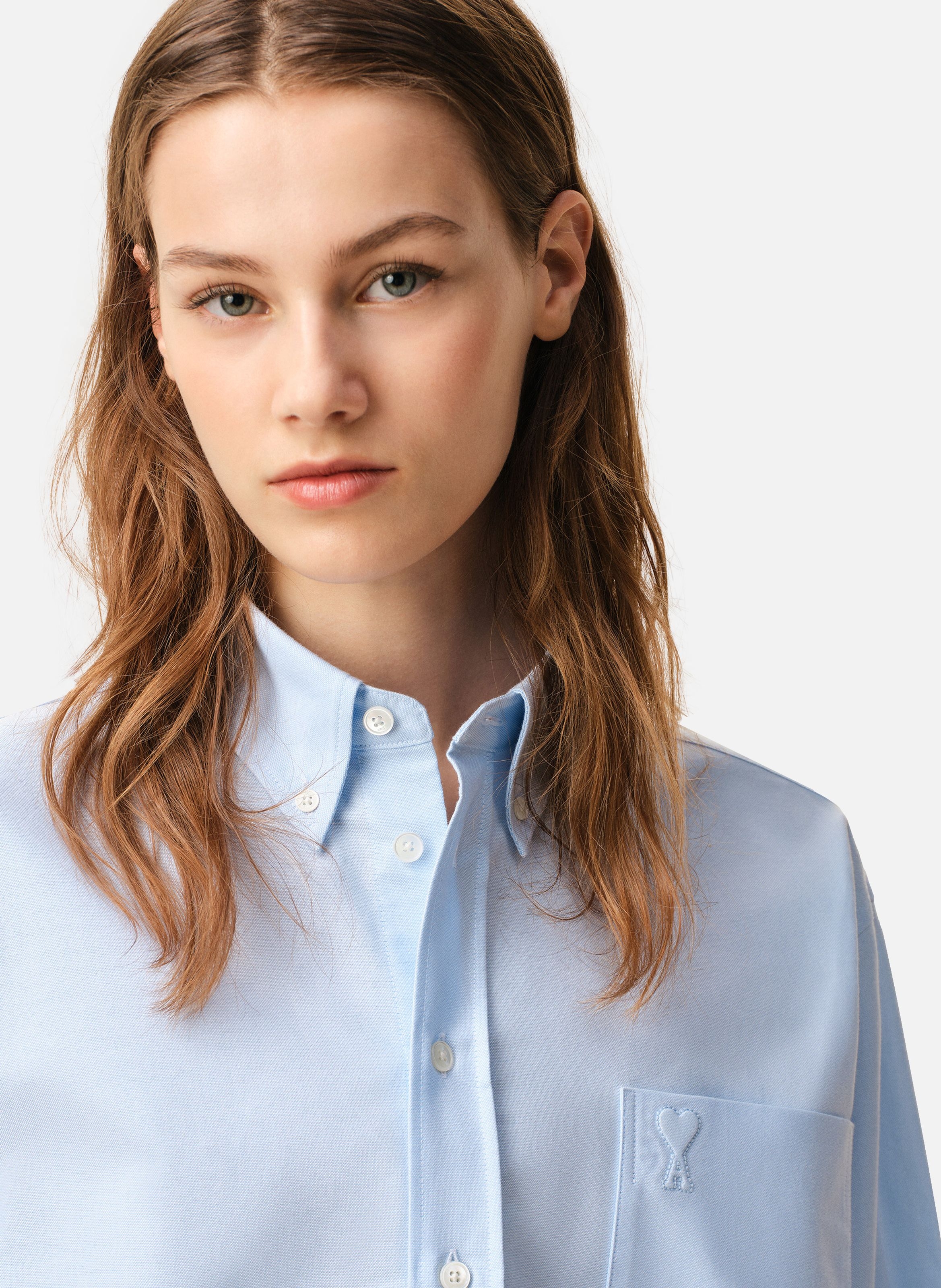 Chemise Croppée Oversize Ami De Coeur En Coton AMI PARIS Bleu