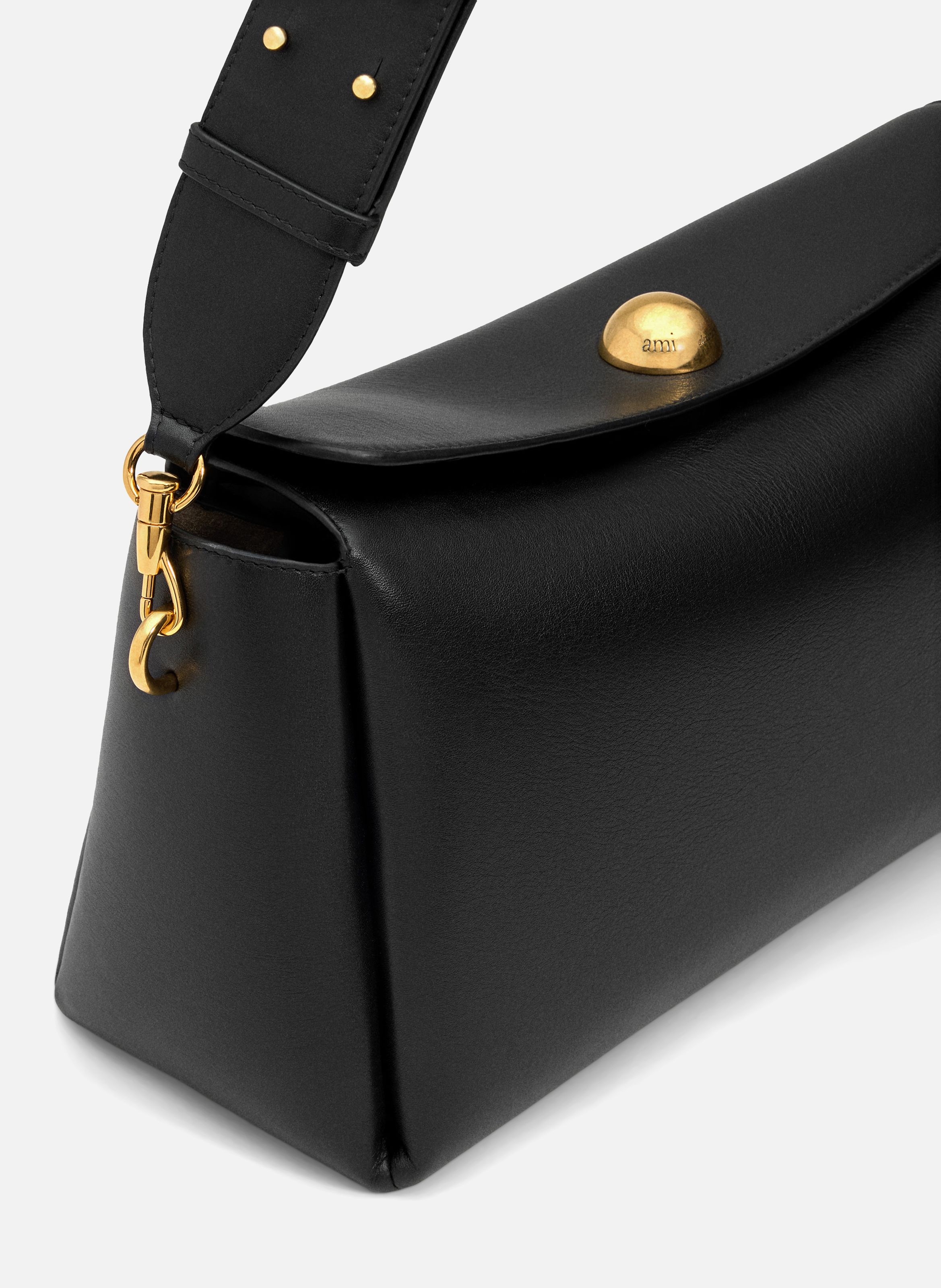Sac Carrousel Moyen En Cuir Lisse unisexe AMI PARIS Noir