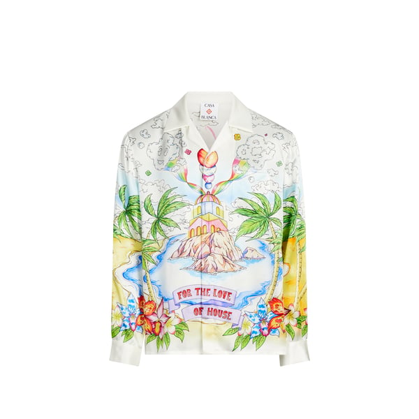 Chemise col cubain imprimé en soie Chemise col cubain imprimé en soie