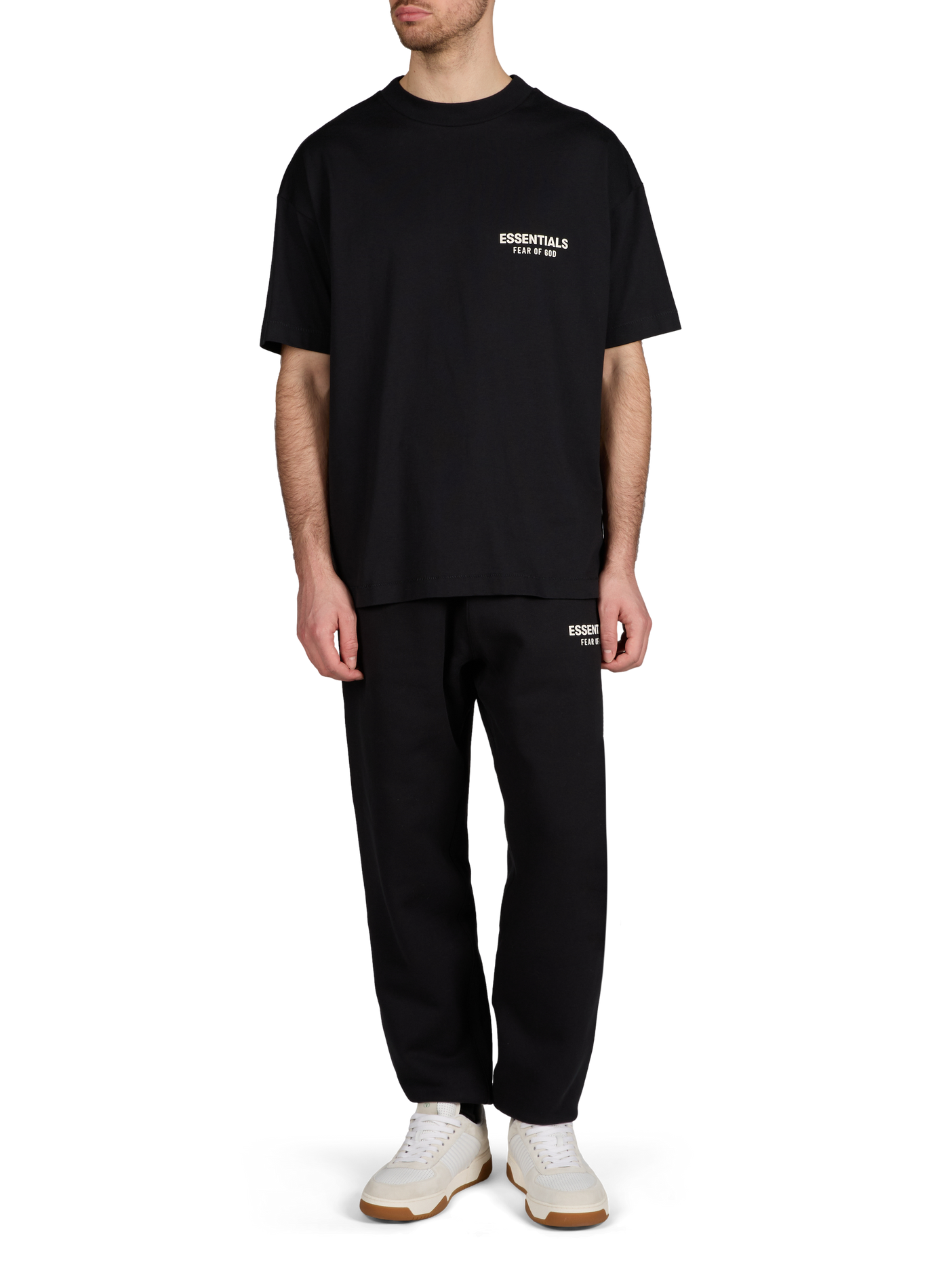 Oversized cotton brand t-shirt FEAR OF GOD ESSENTIALS Black