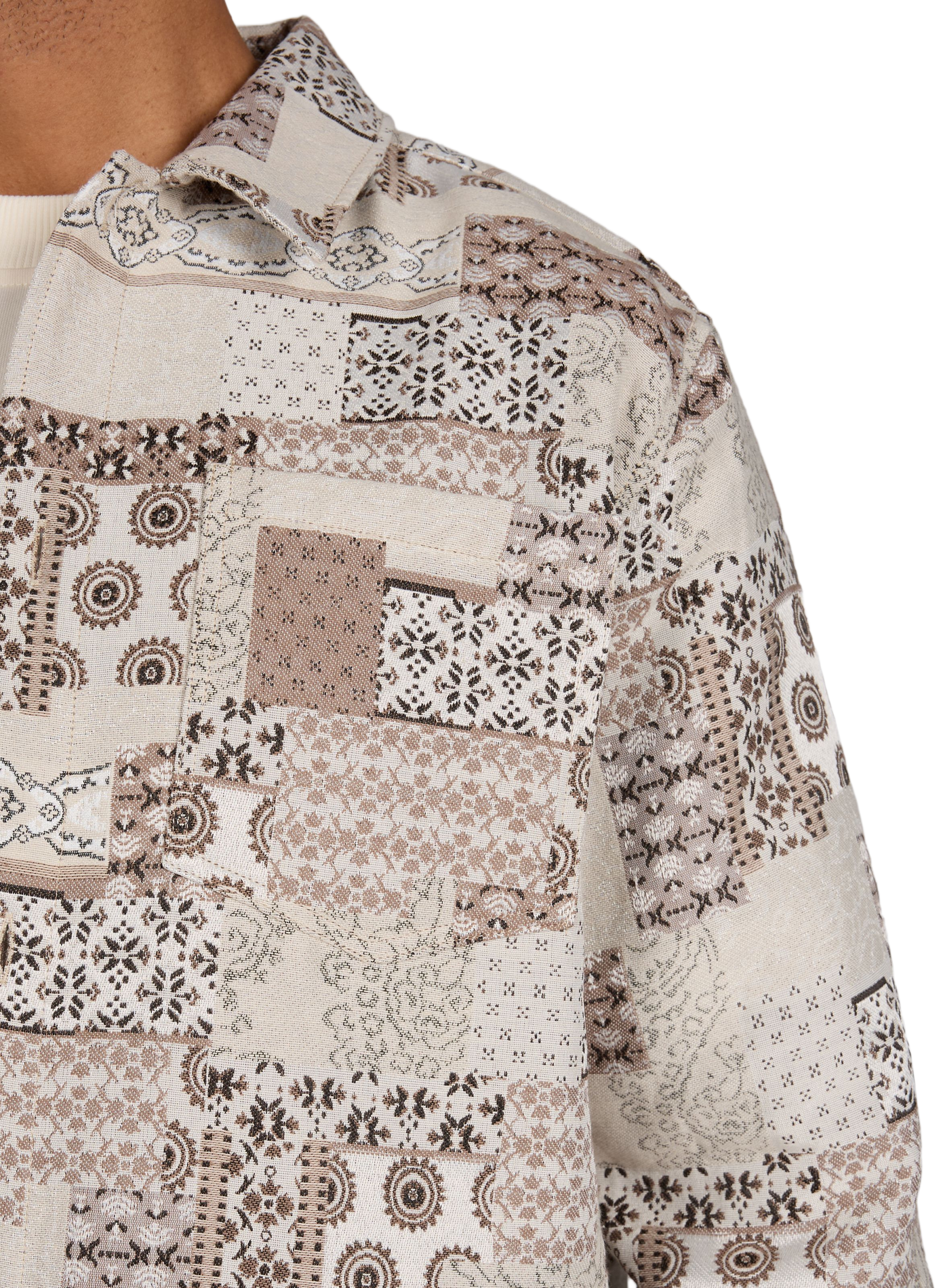Layton Patchwork Jacquard Cotton Blend Overshirt LES DEUX Beige