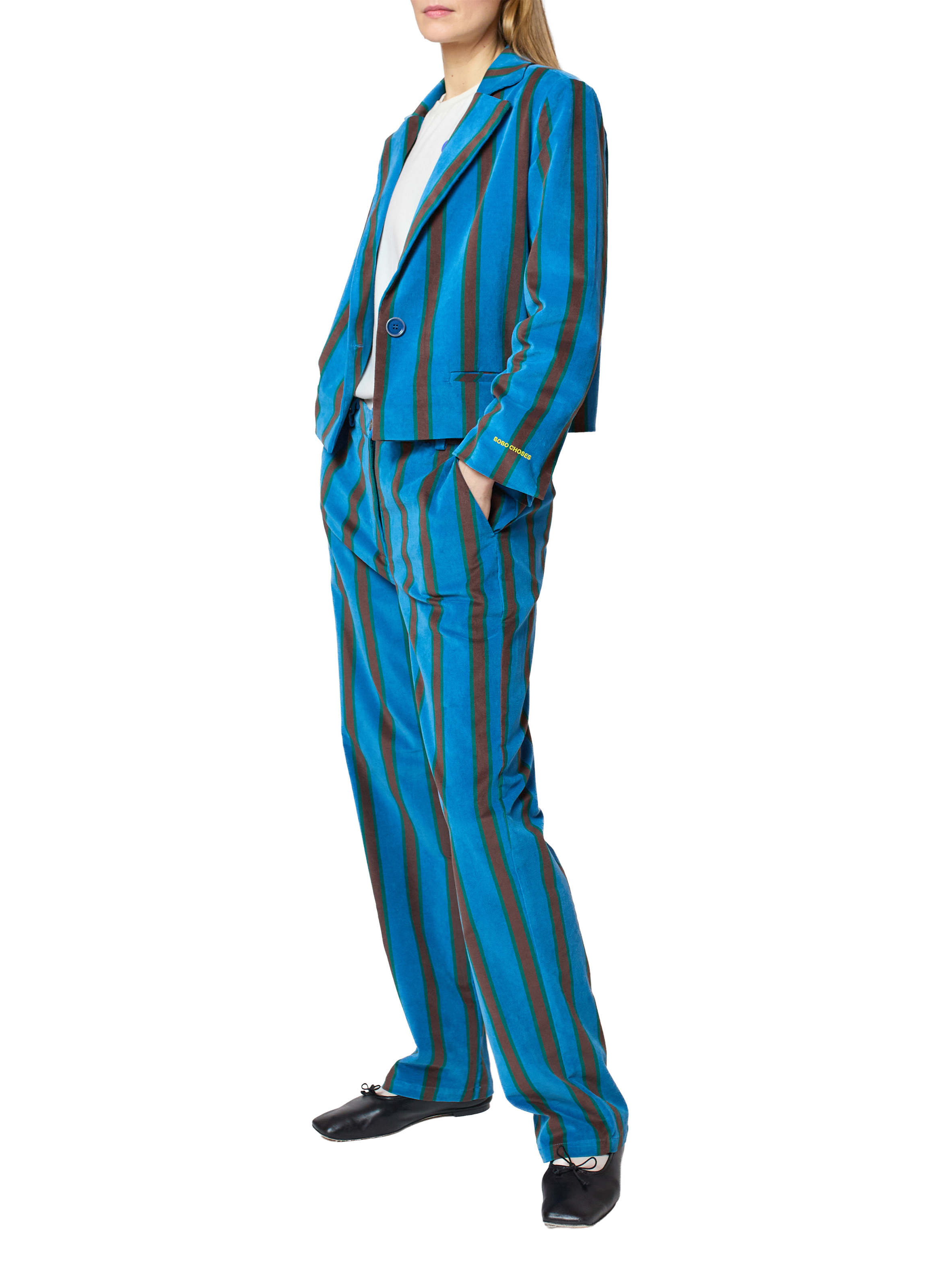 Veste droite rayée en coton mélangé BOBO CHOSES Bleu