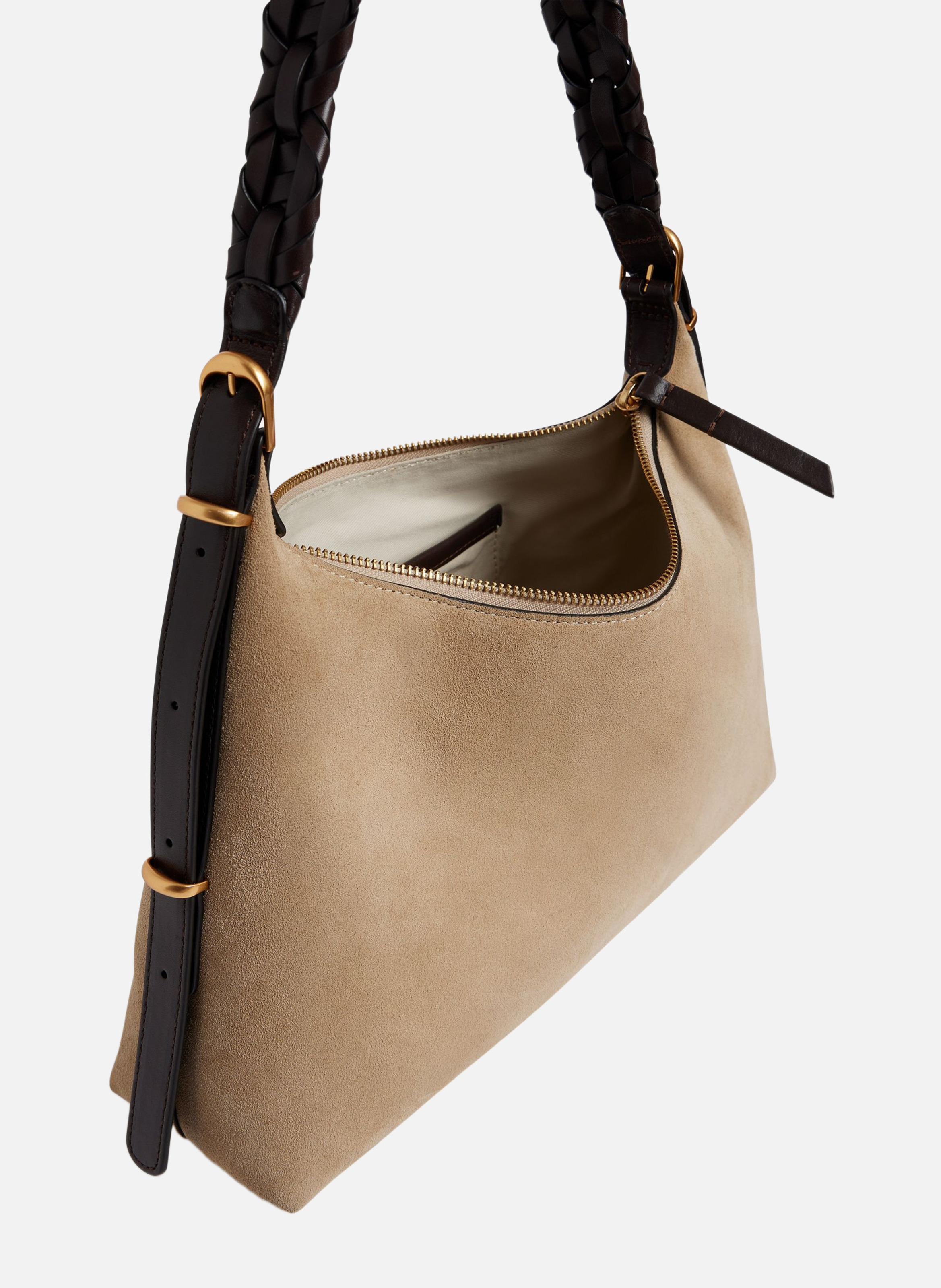 Petit sac hobo jess en cuir velours VANESSA BRUNO Beige