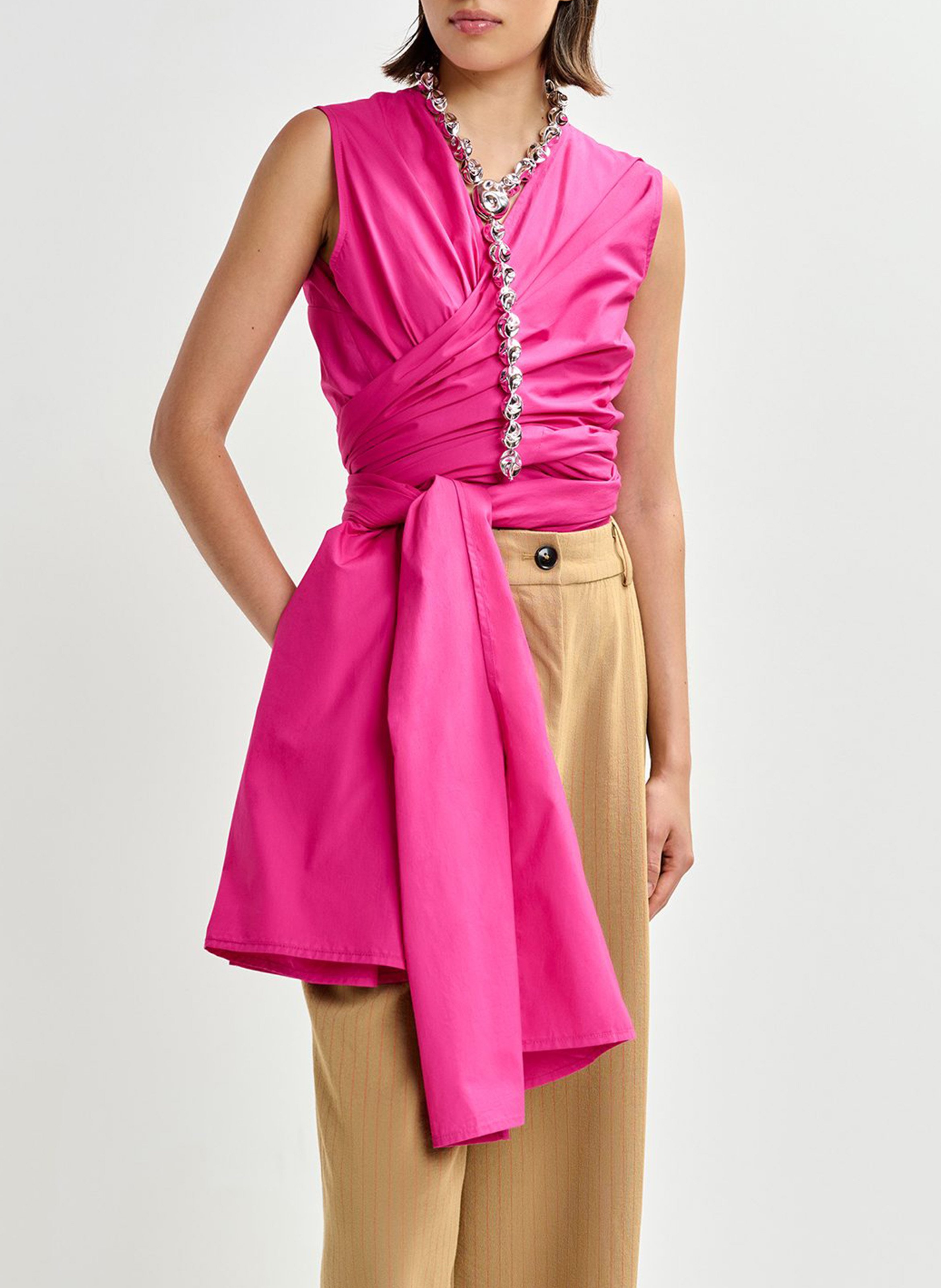 Top droit imprimé en coton jelani ESSENTIEL ANTWERP Rose