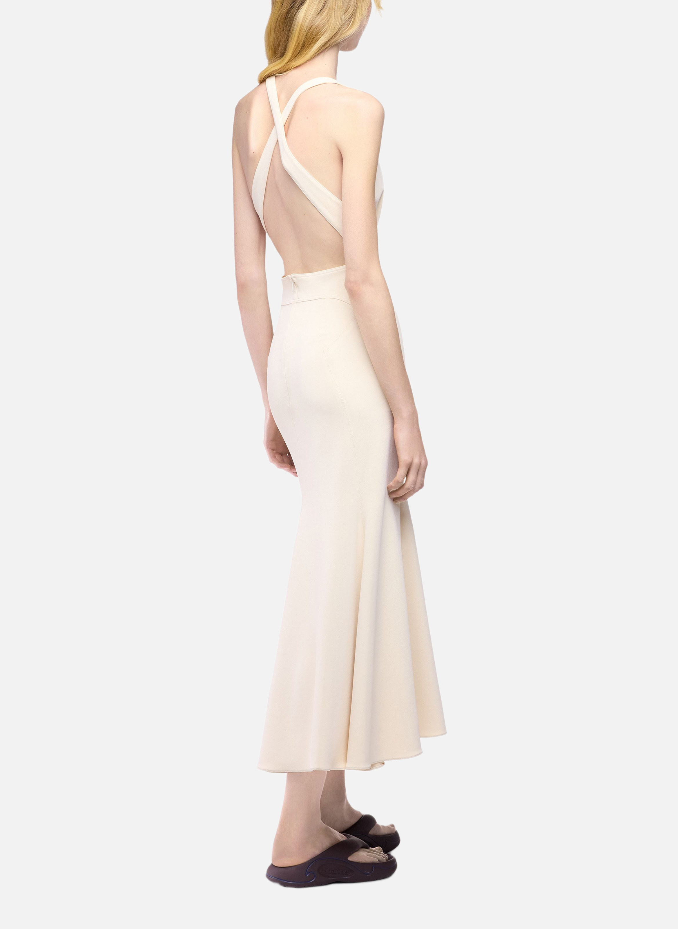 Robe midi en jersey de viscose RABANNE Blanc