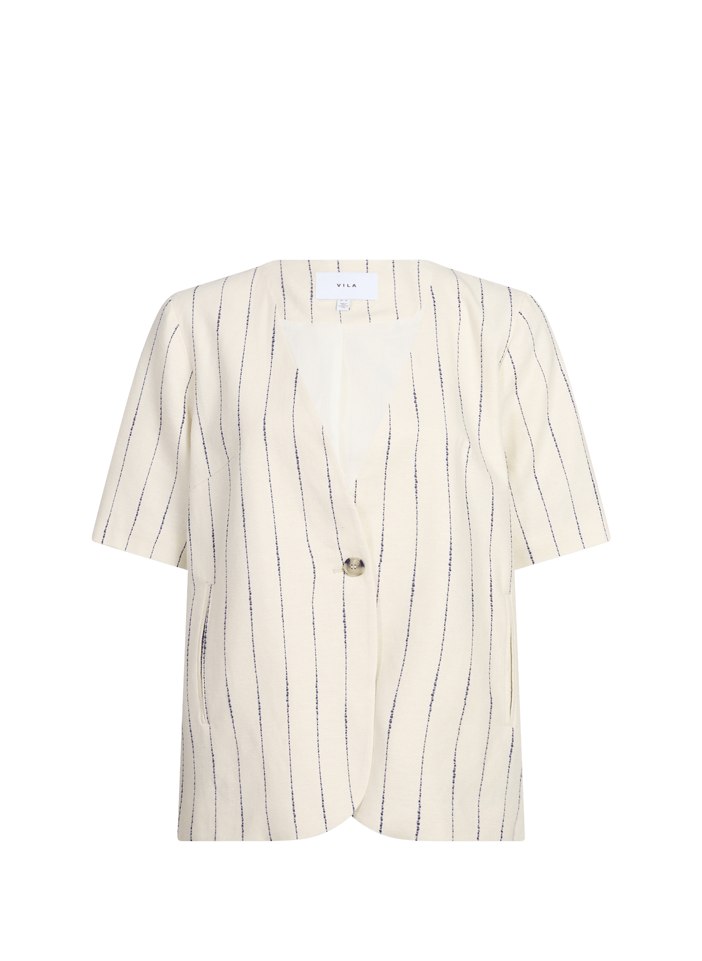 Chemise manches courtes à rayures Vidancina VILA Beige