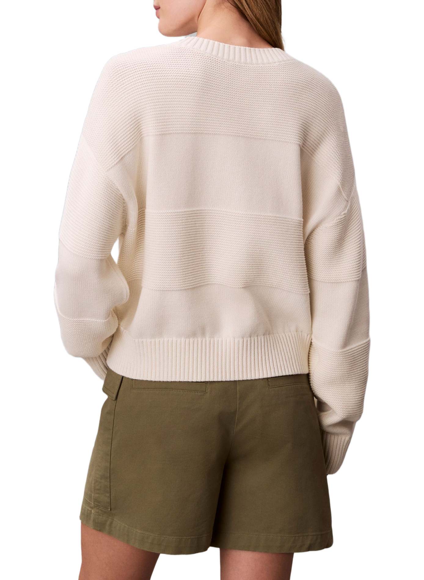 Pull côtelé à logo en coton CALVIN KLEIN Beige