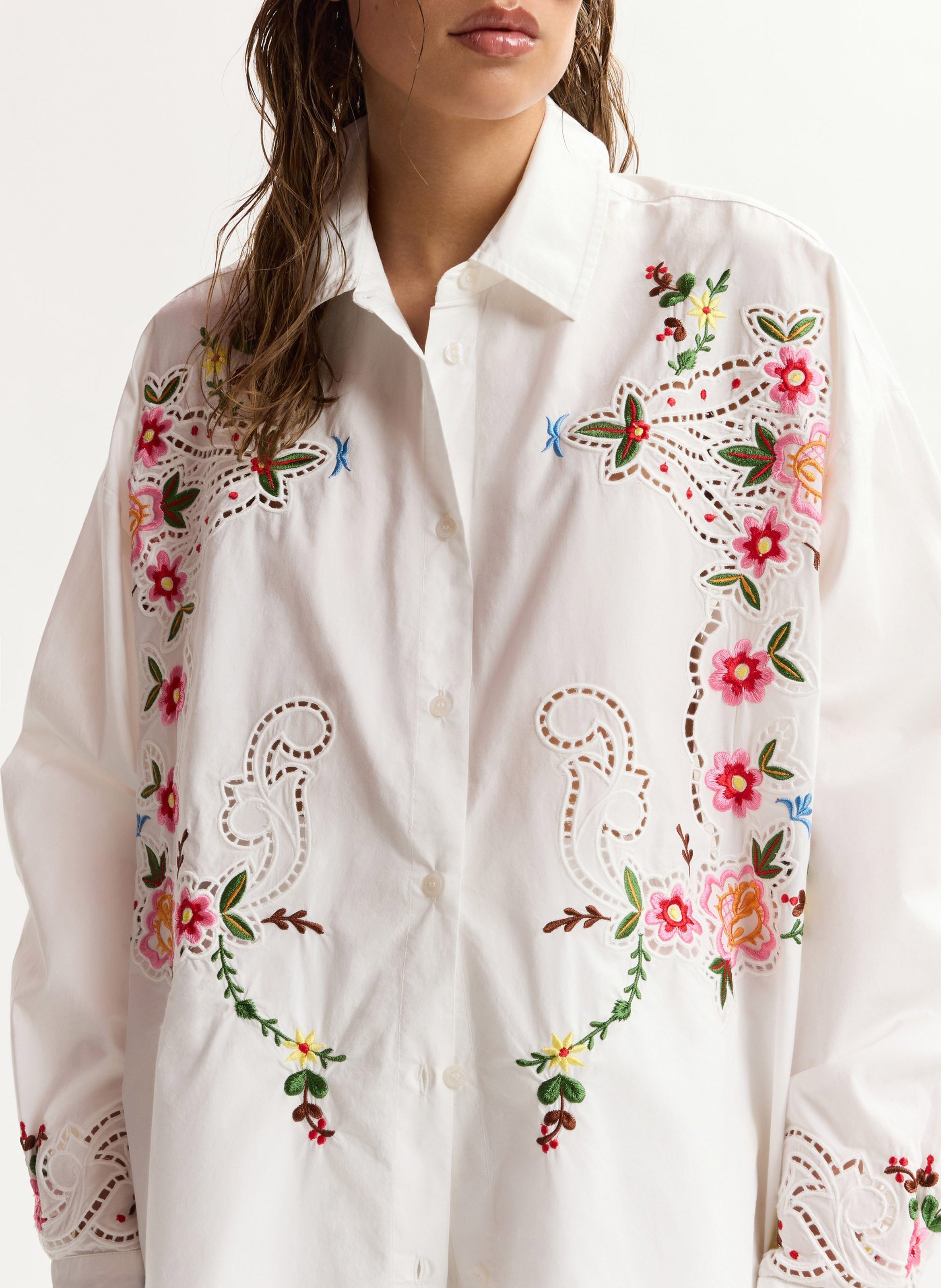 Chemise oversize à broderies jayme Blanc
