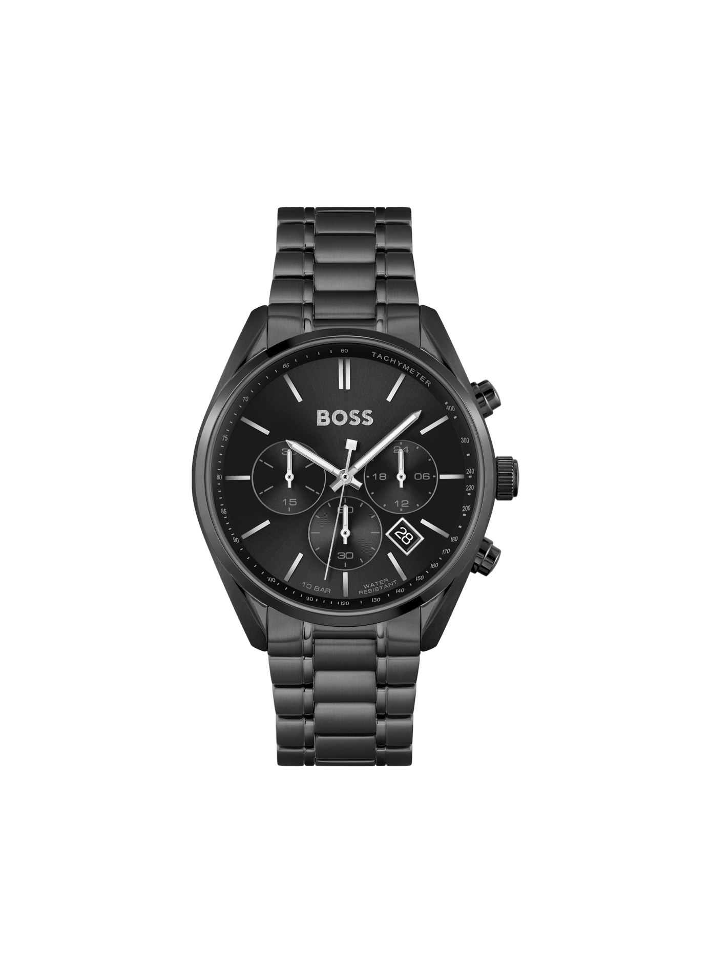 Montre quartz Champion en acier inoxydable BOSS MONTRES Noir