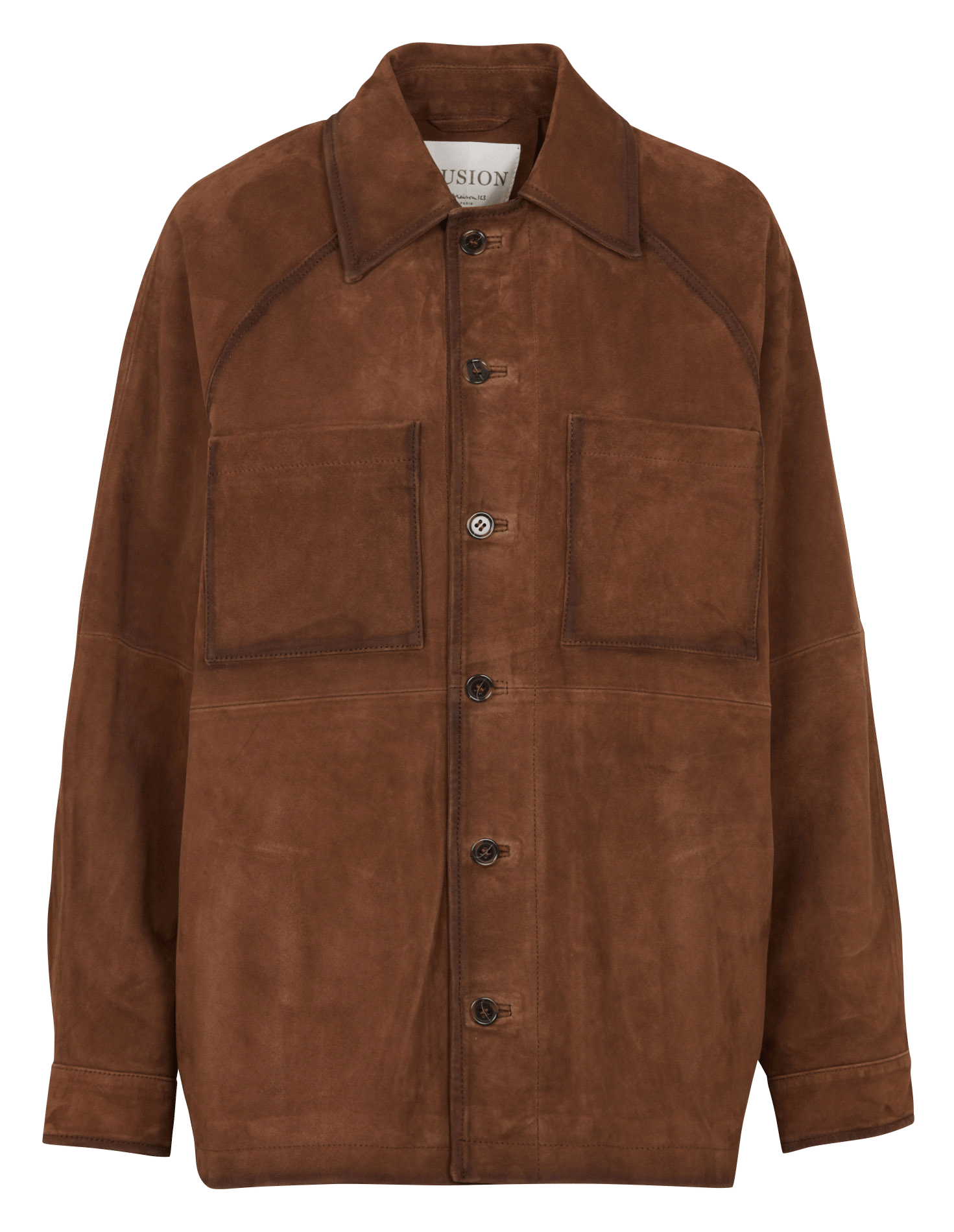 Veste oversize col classique en cuir velours subtile MAISON 123 Marron