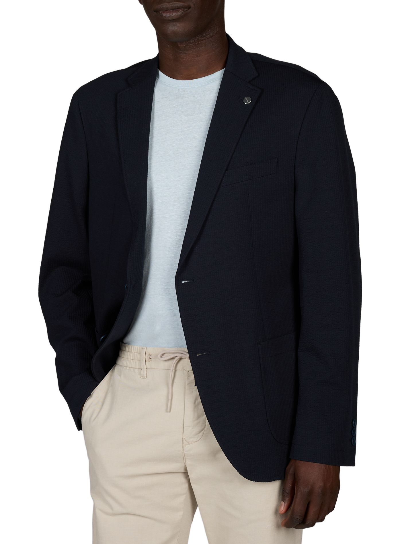 Gerader Blazer aus gemischter Baumwolle mit Struktur PIERRE CARDIN Blau