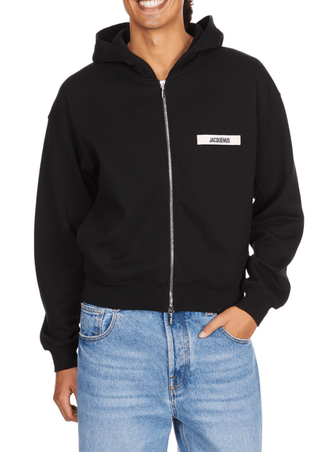 Cotton zip-up hoodie  JACQUEMUS Black