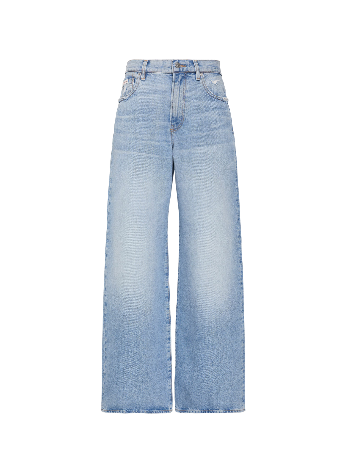 Wide-leg high-waisted cotton jeans CALVIN KLEIN Blue