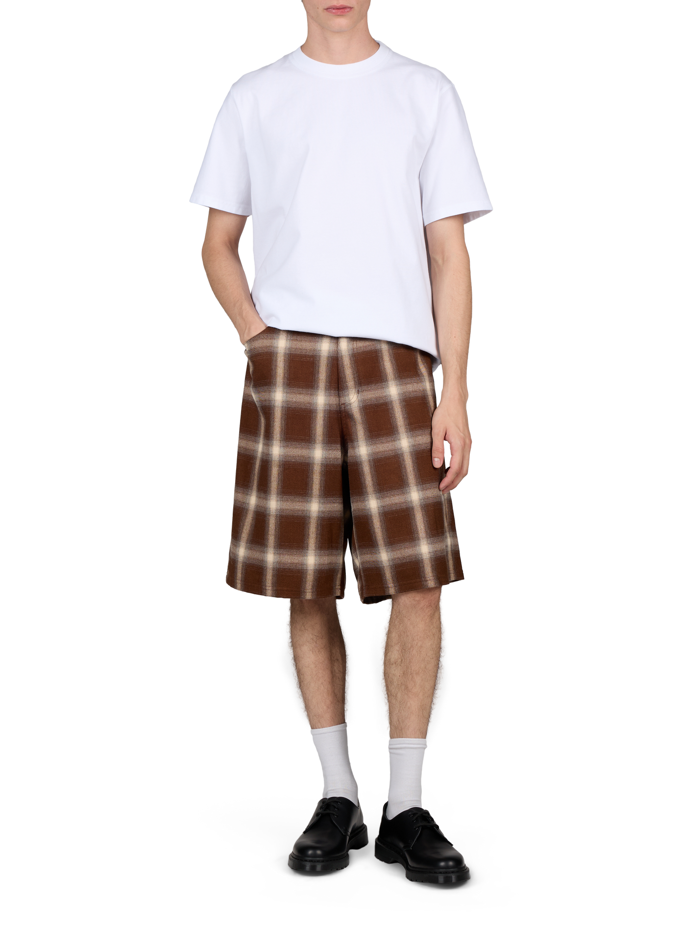 Straight Bermuda Shorts with Plaid Print ARTE ANTWERP Brown