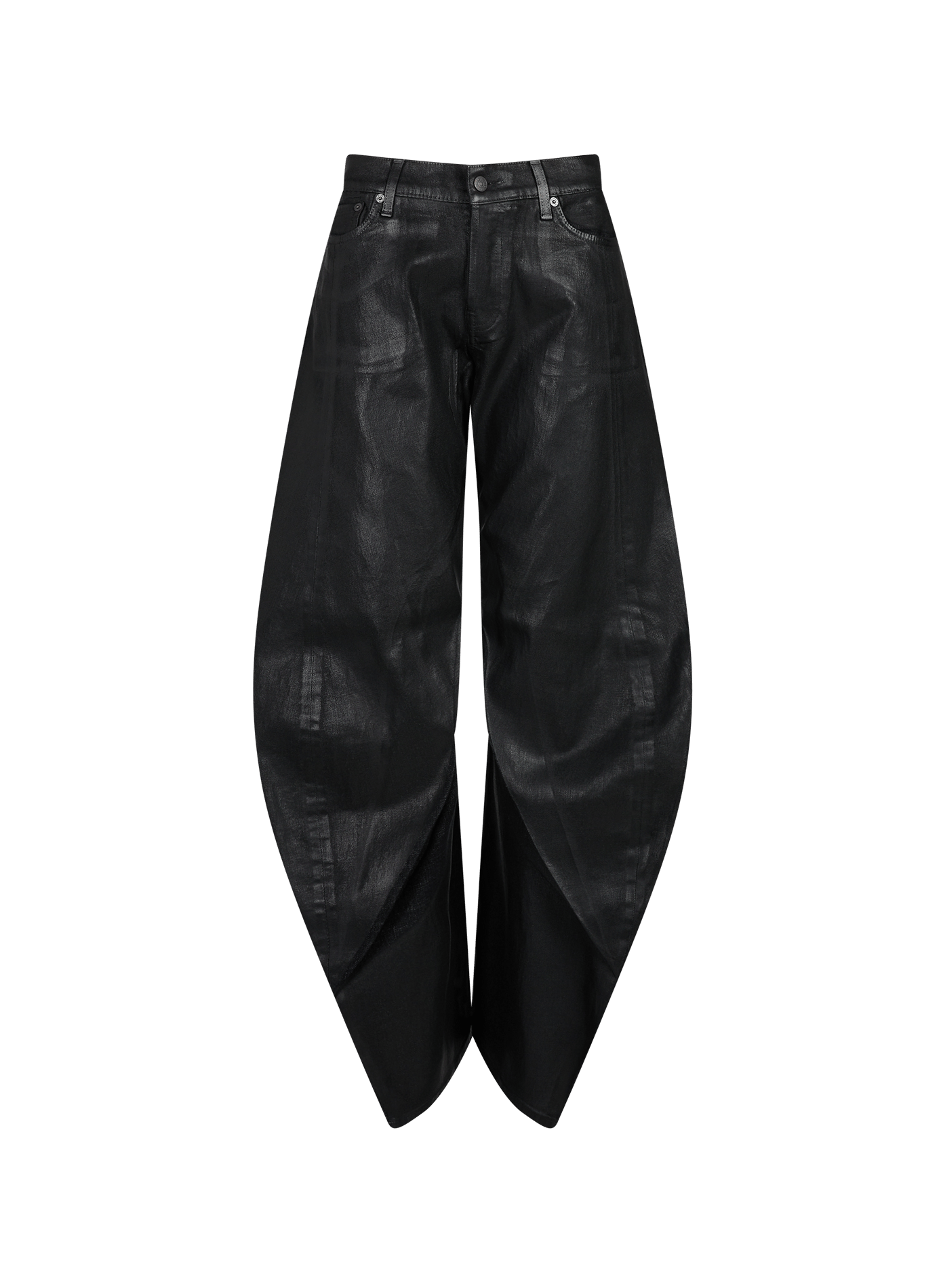 Wide-leg coated cotton blend jeans ACNE STUDIOS Black
