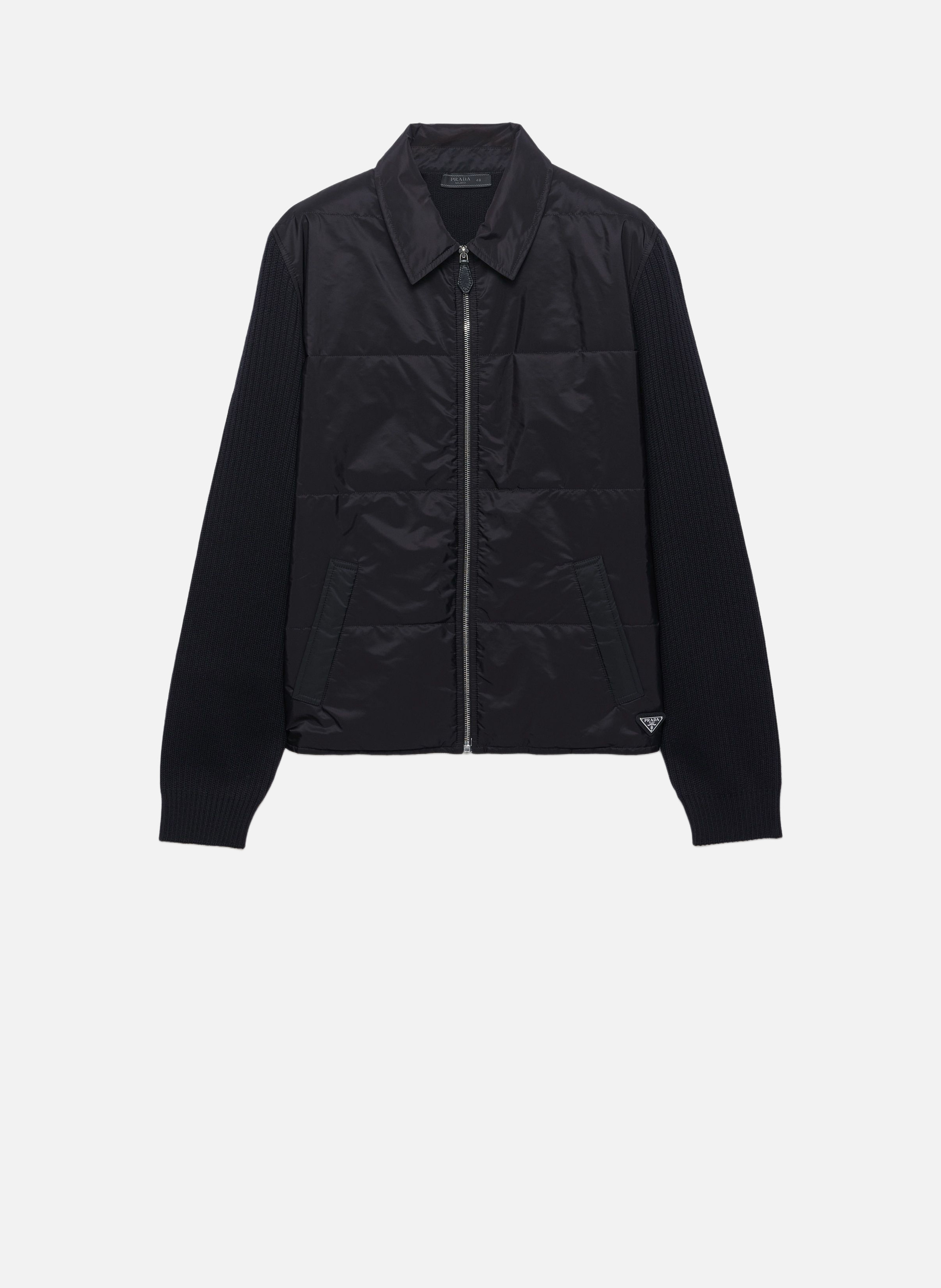 Cardigan en laine et gabardine re-nylon PRADA Noir