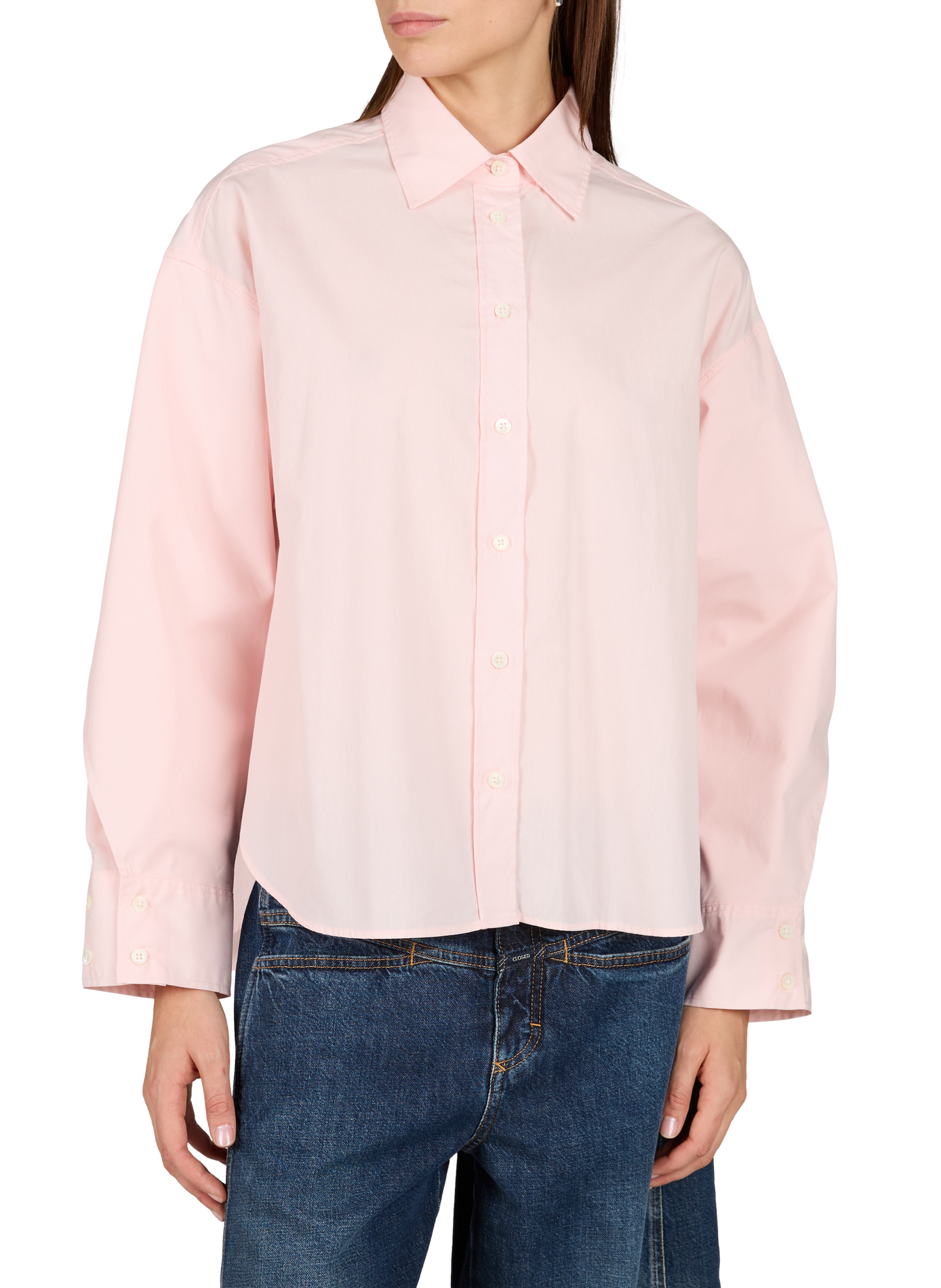 Oversized cotton shirt with patterns CLOSED Pink