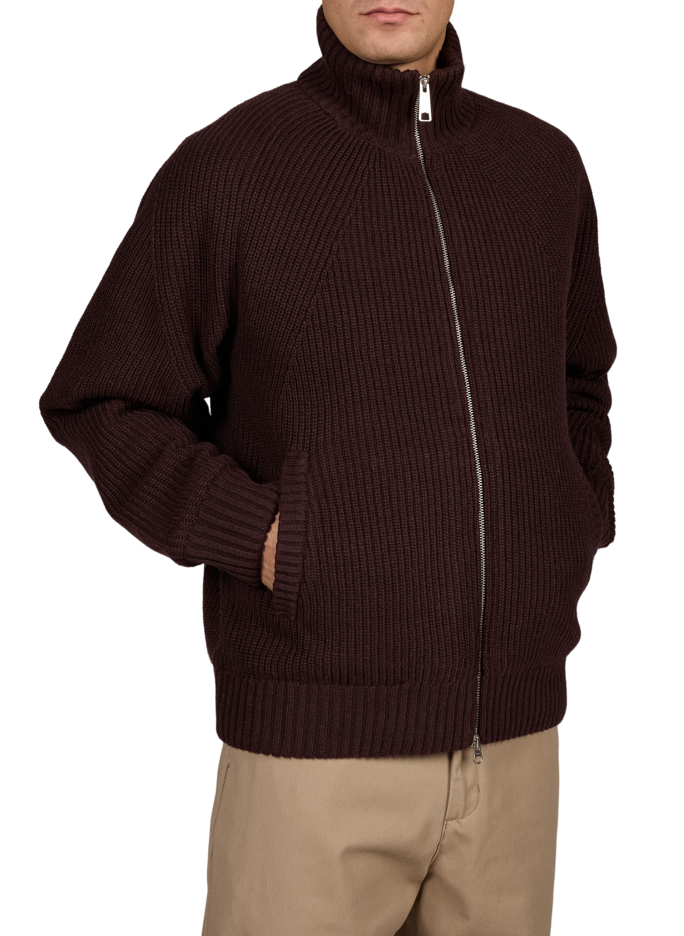Straight cut high-neck zip-up sweater CARHARTT WIP Brown