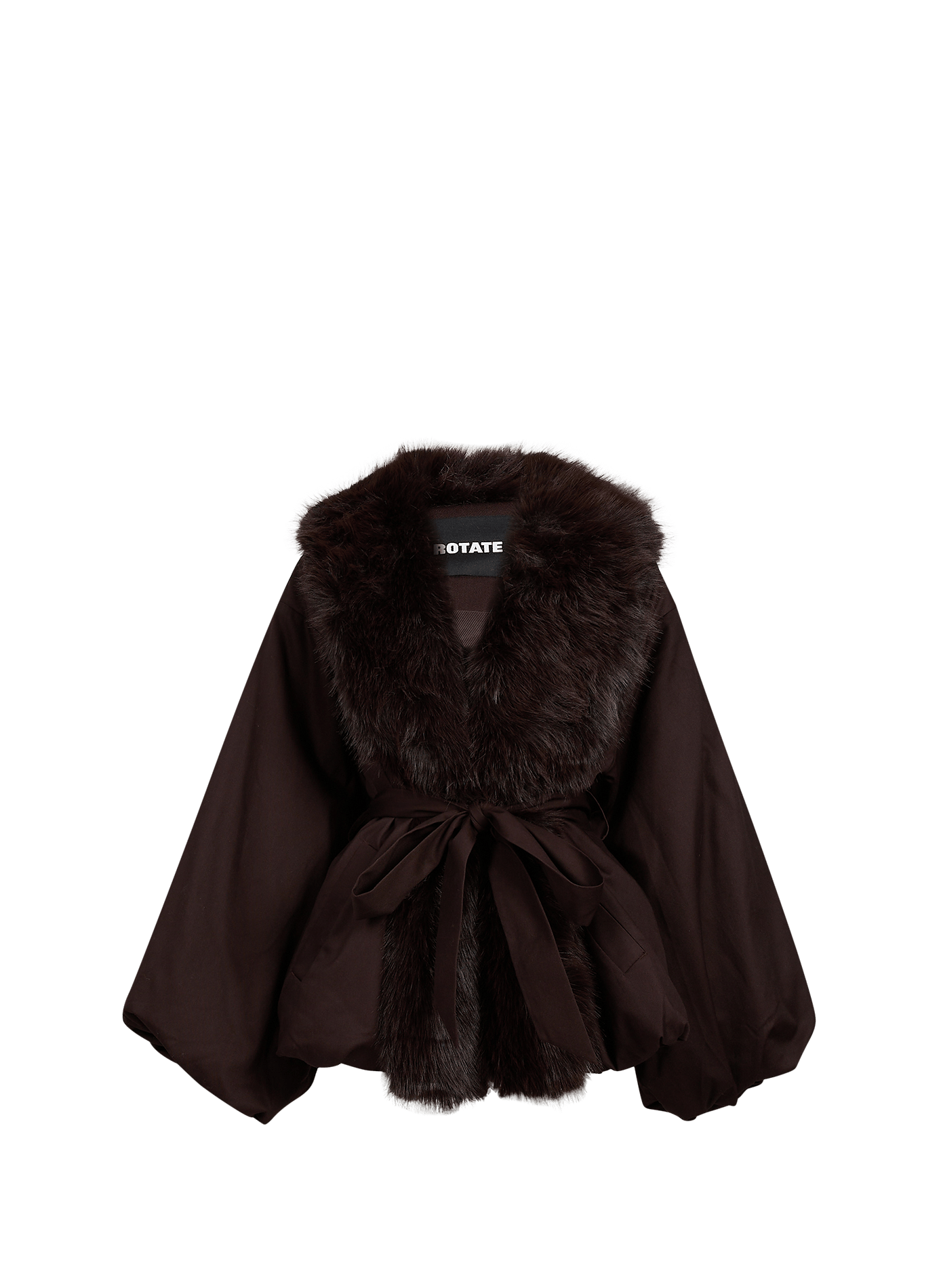 Gürteljacke mit Kragen in Felloptik ROTATE Braun