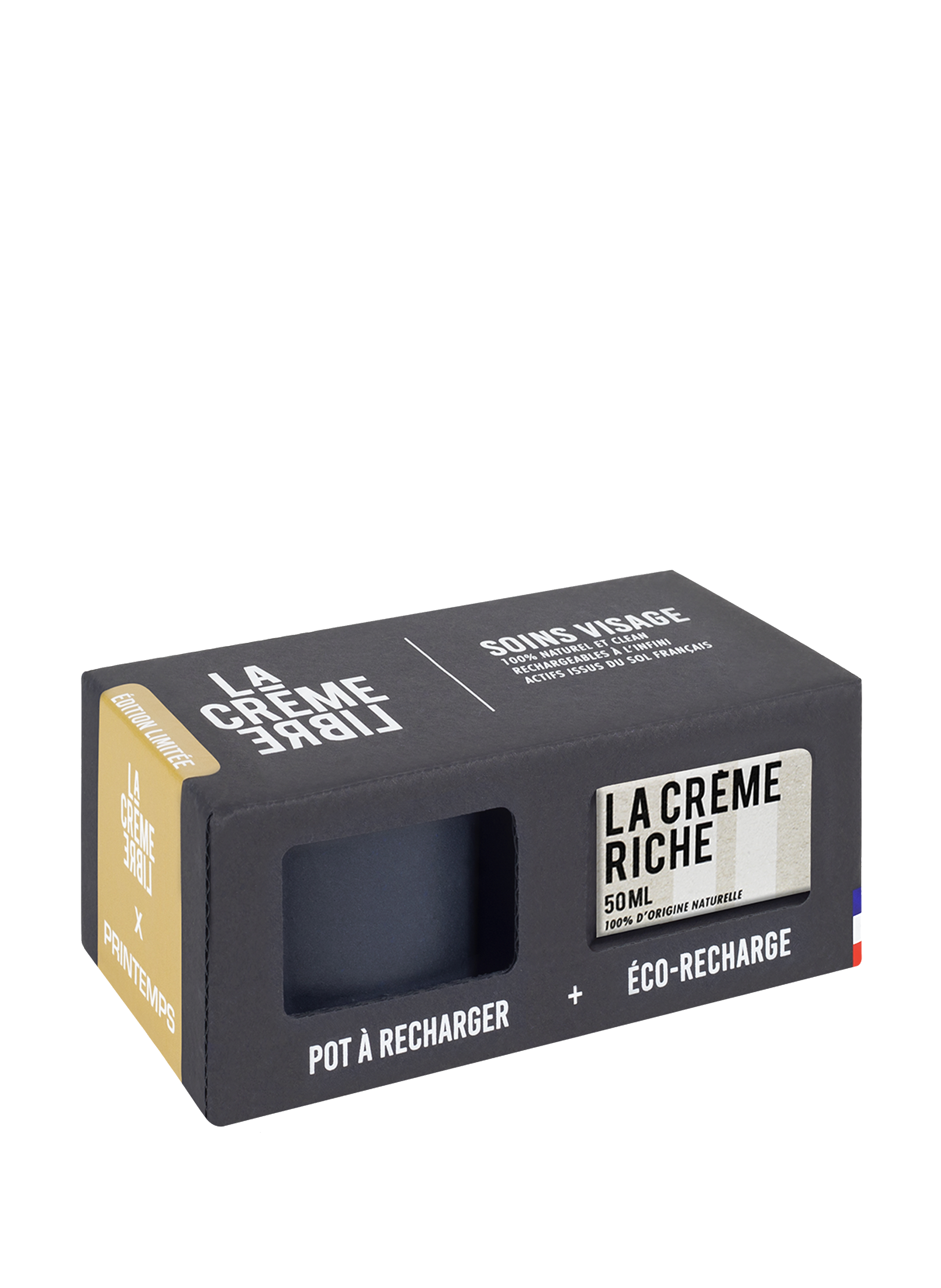 Crème riche visage - Avec son pot béton rechargeable - Bleu nuit