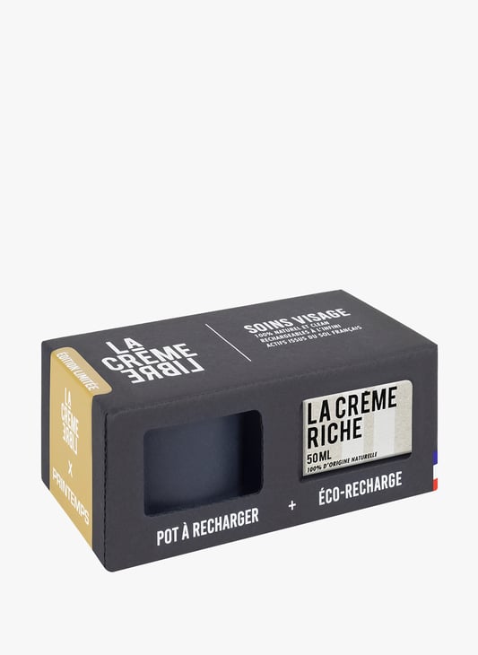 Crème riche visage - Avec son pot béton rechargeable - Bleu nuit