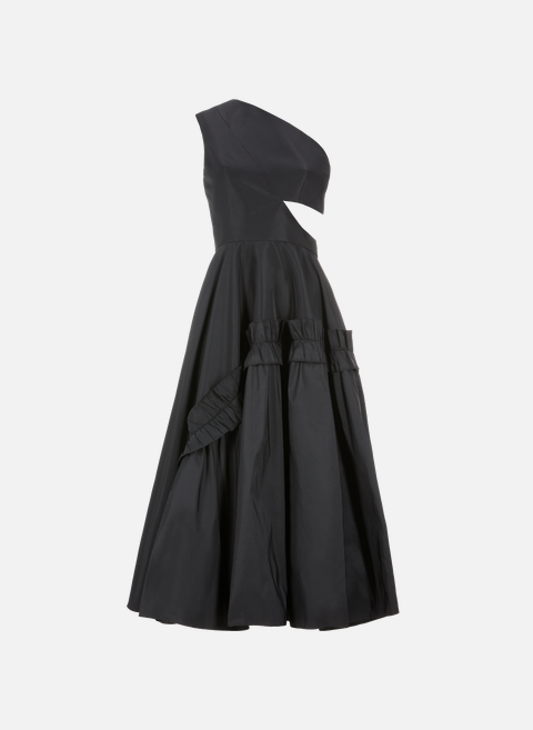 فستان غير متماثل بفتحات باللون الأسود من ألكسندر ماكوين 