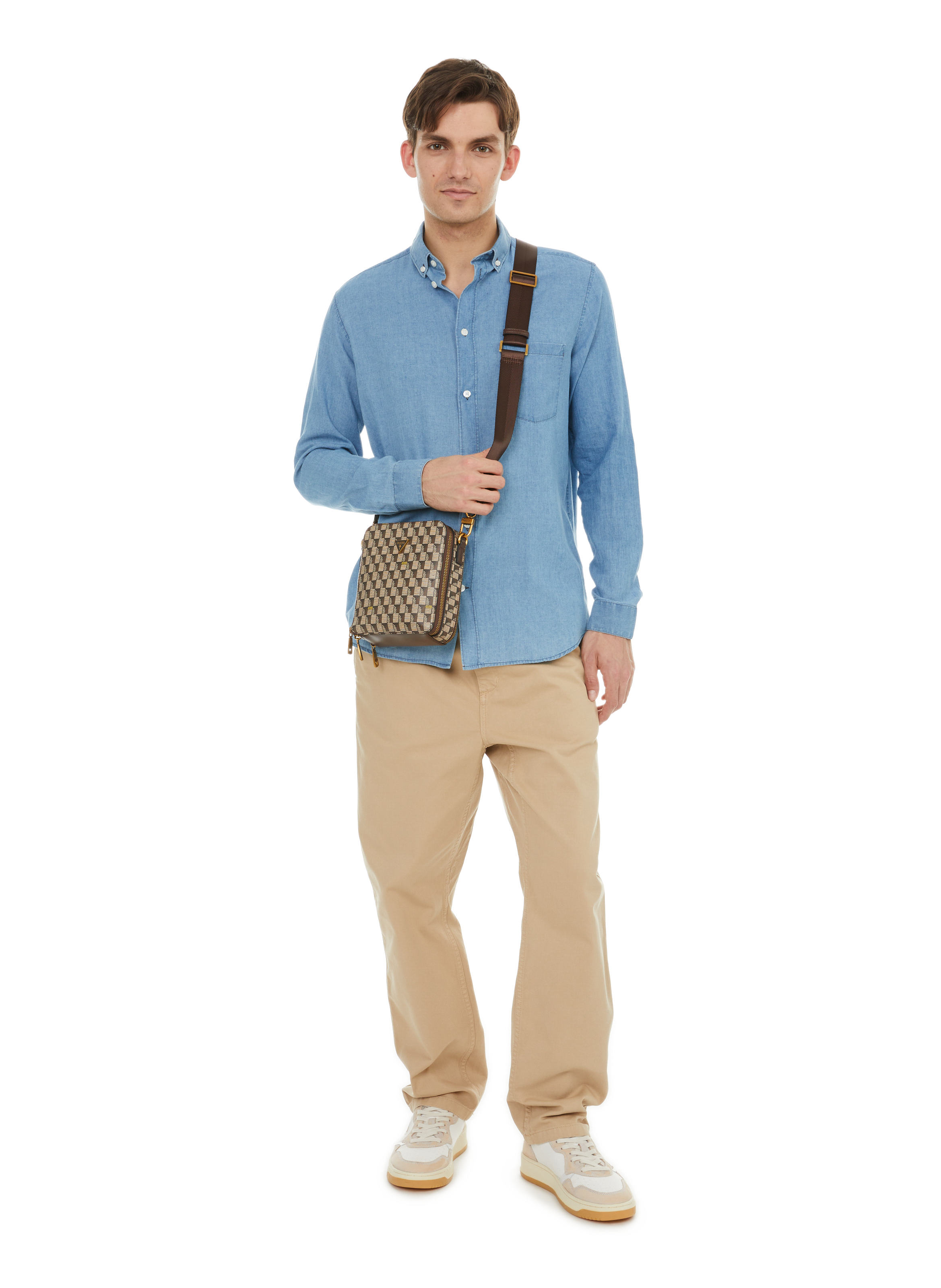 Chemise en lin et coton Denim AU PRINTEMPS PARIS Bleu