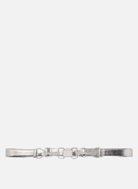 Ceinture en cuir métallisé Argent by MAJE MAJE Ceinture en cuir métallisé Argent