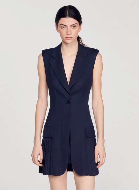Robe courte tailleur plissée Bleu by SANDRO SANDRO Robe courte tailleur plissée Bleu