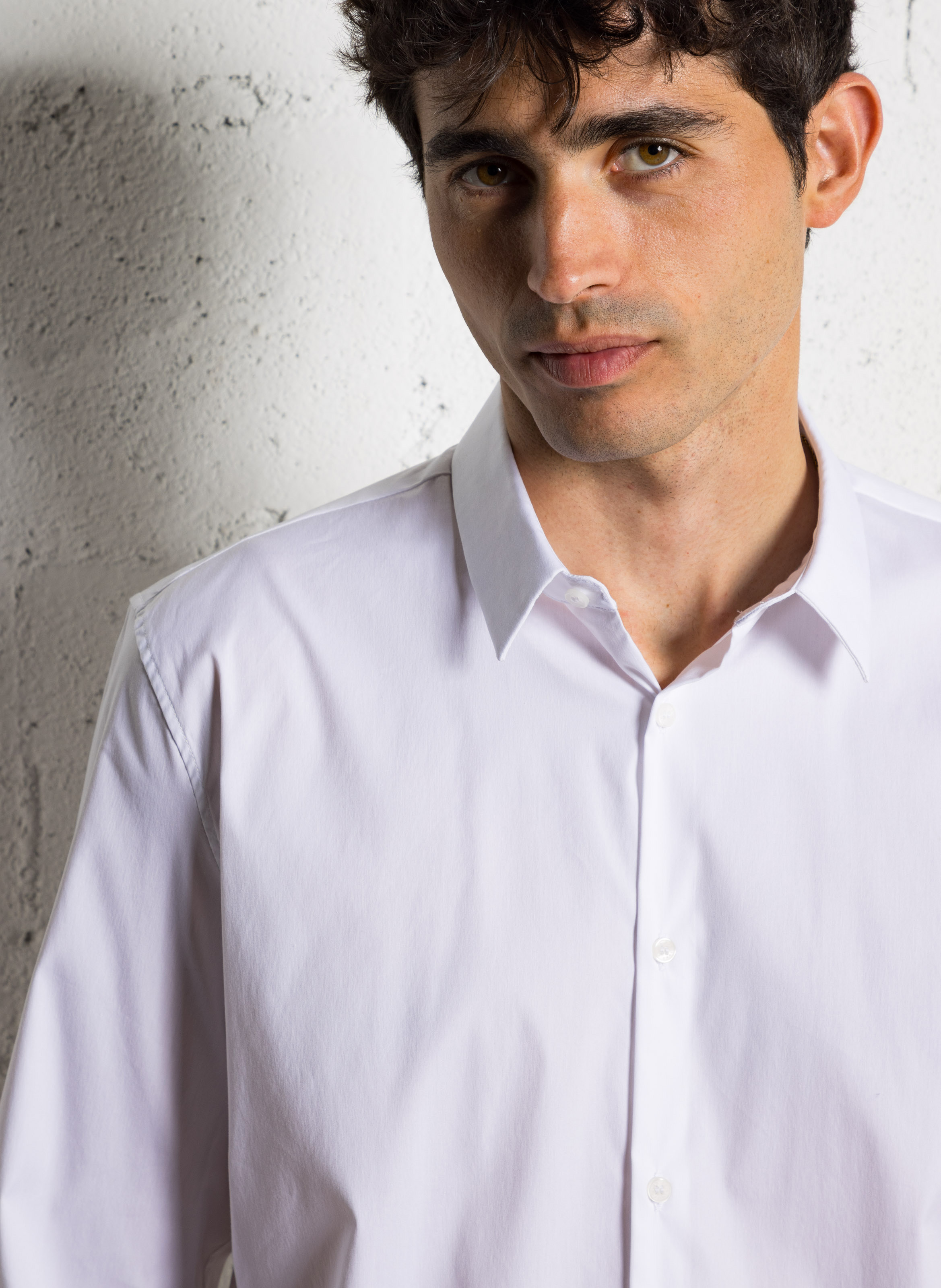 Chemise slim col classique en coton IKKS Blanc