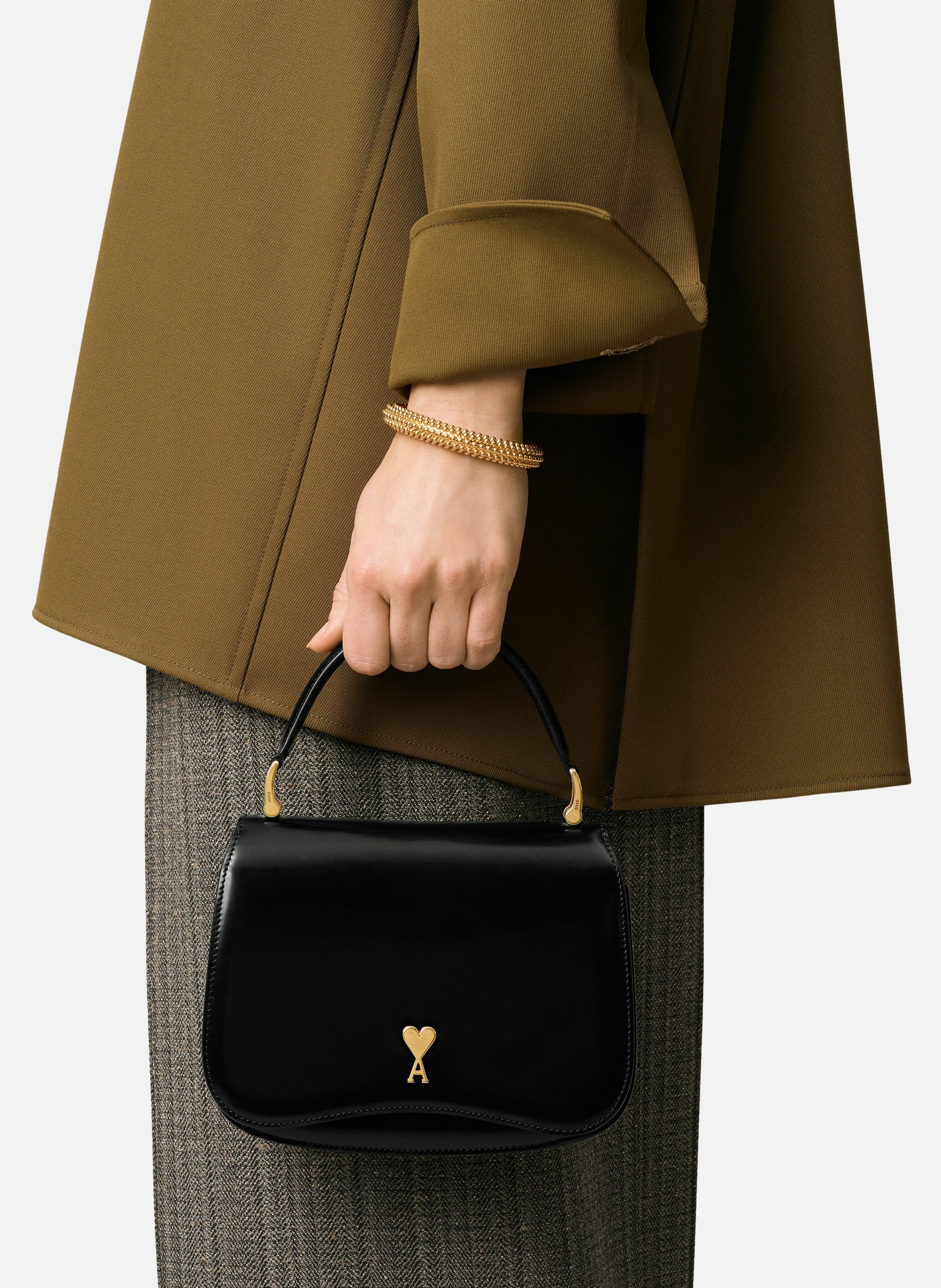 Sac Top Handle Paris Paris En Cuir Glacé unisexe AMI PARIS Noir