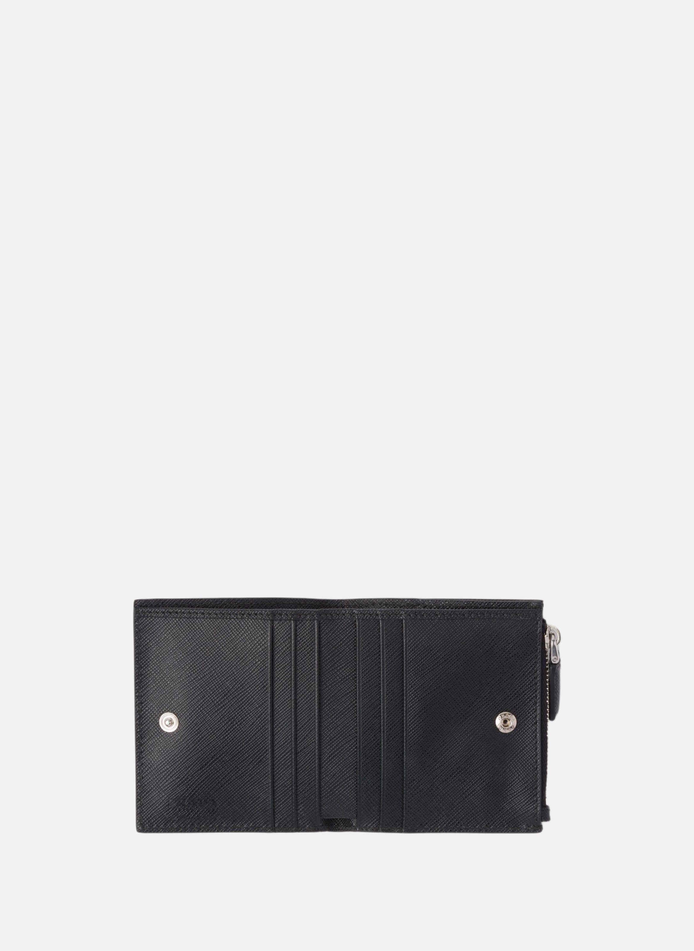 Petit portefeuille en cuir saffiano PRADA Noir