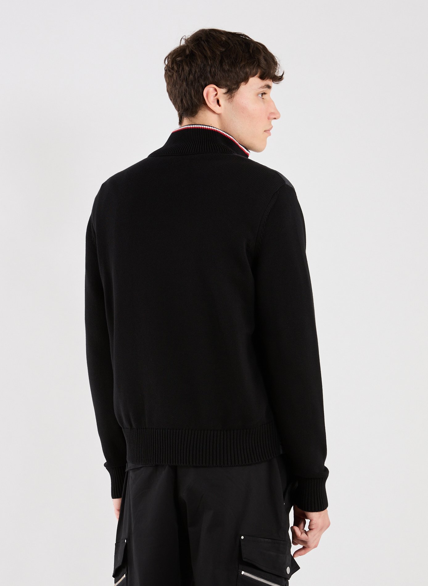 Quilted cotton zip-up cardigan MONCLER Black