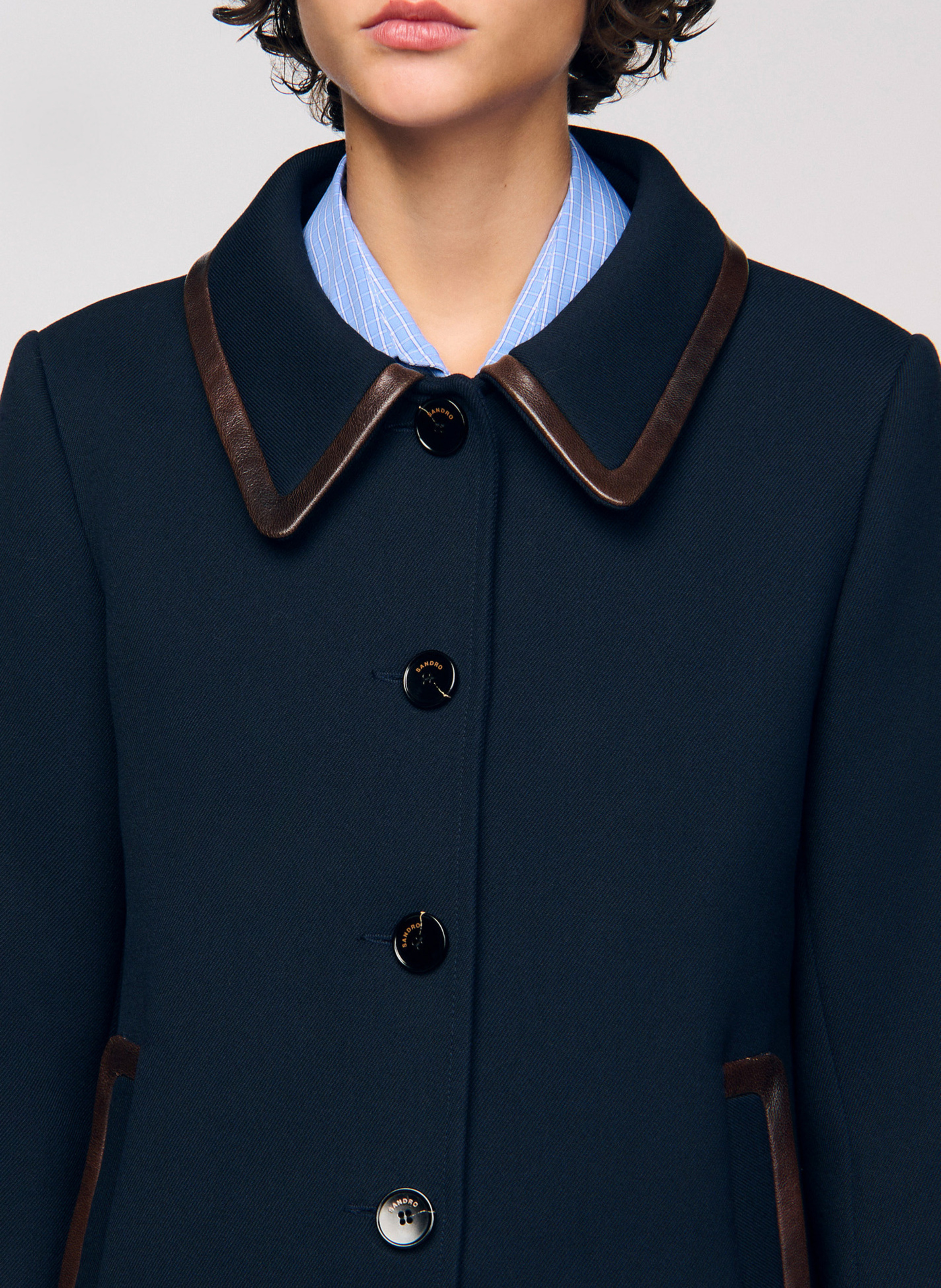 Manteau col chemise SANDRO Bleu