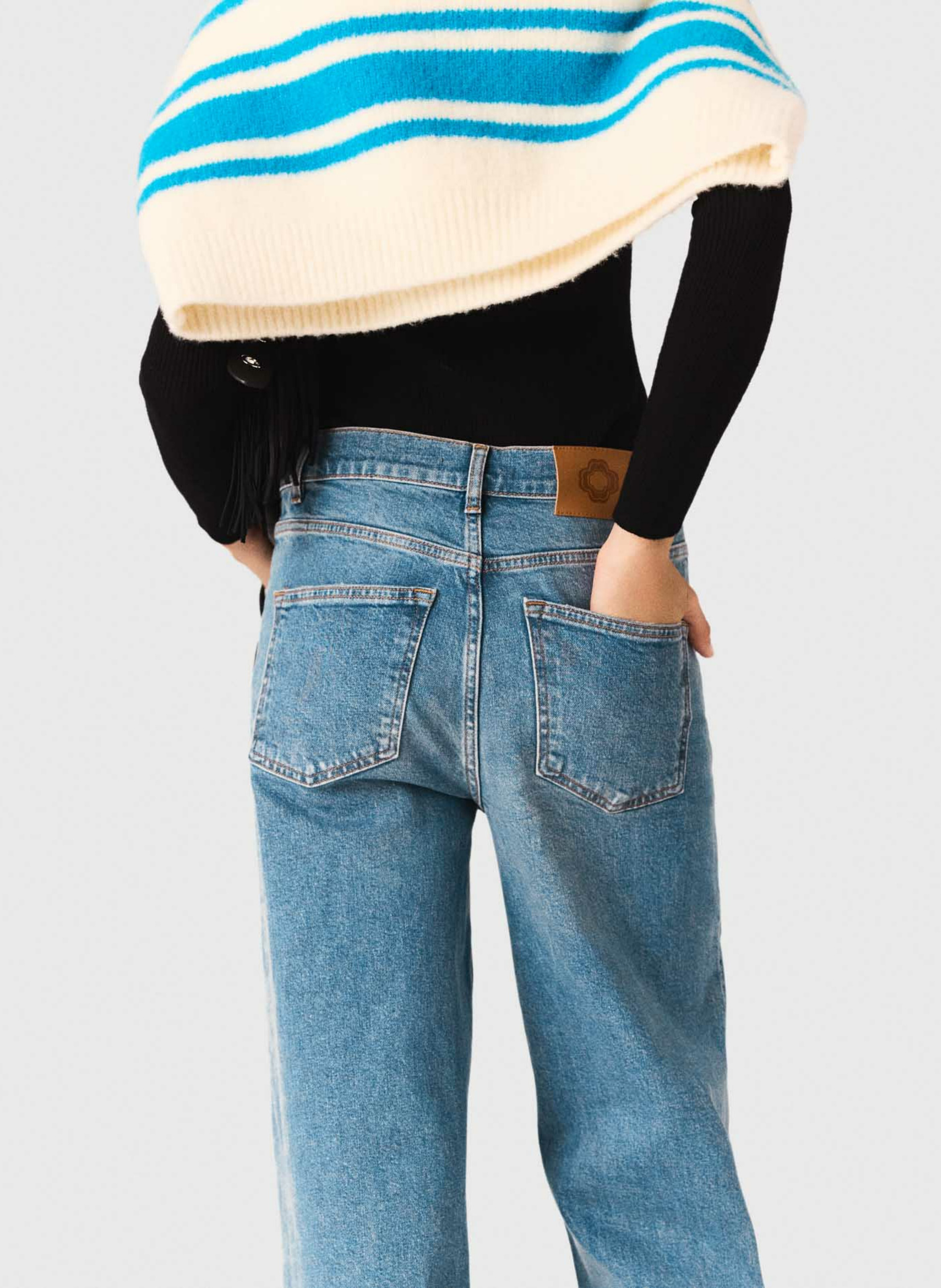 Jean droit en coton mélangé MAJE Bleu