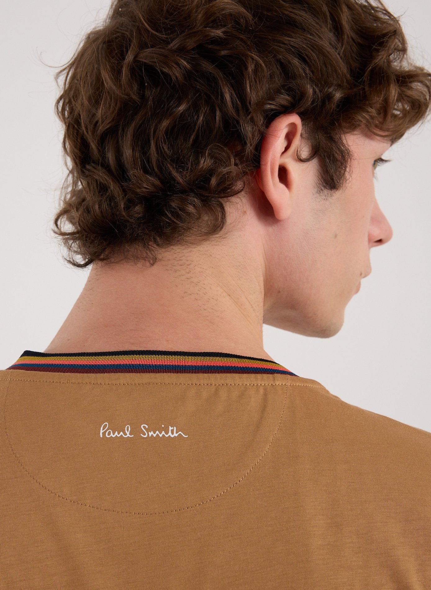 T-shirt with coloured stripes on the collar PAUL SMITH Beige