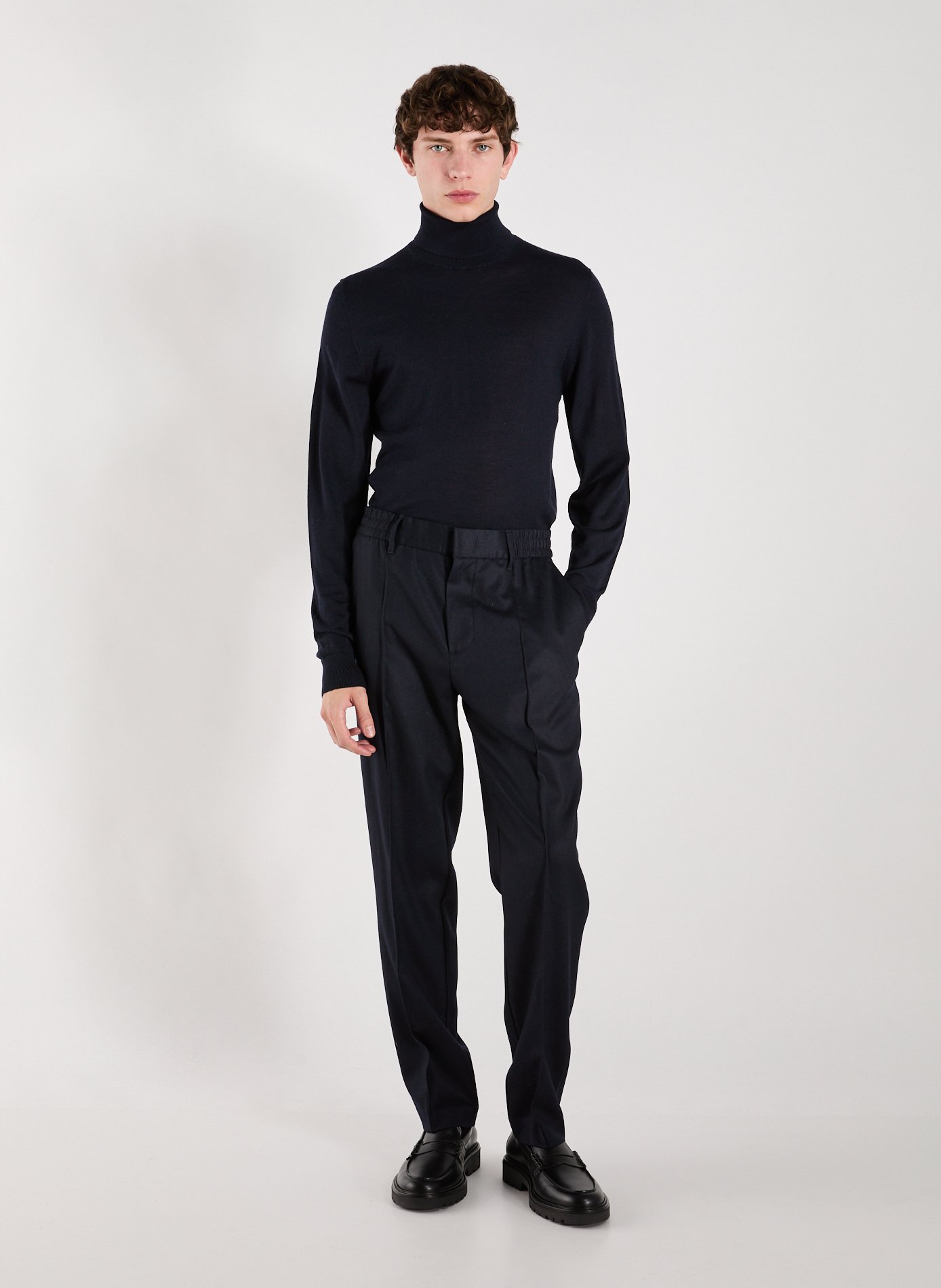 Straight virgin wool-blend trousers EMPORIO ARMANI Blue