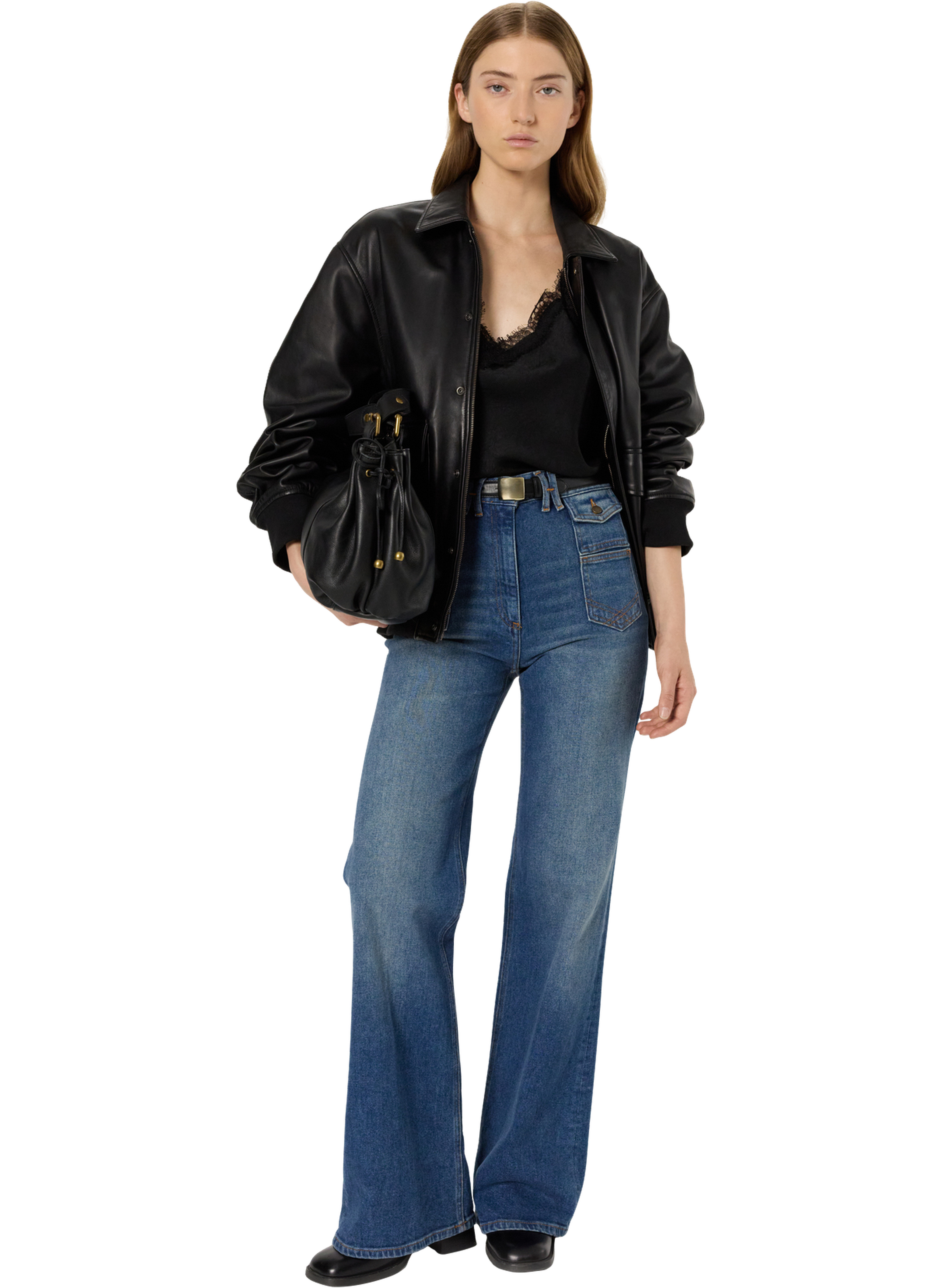 Veste ample en cuir- nima GERARD DAREL Noir