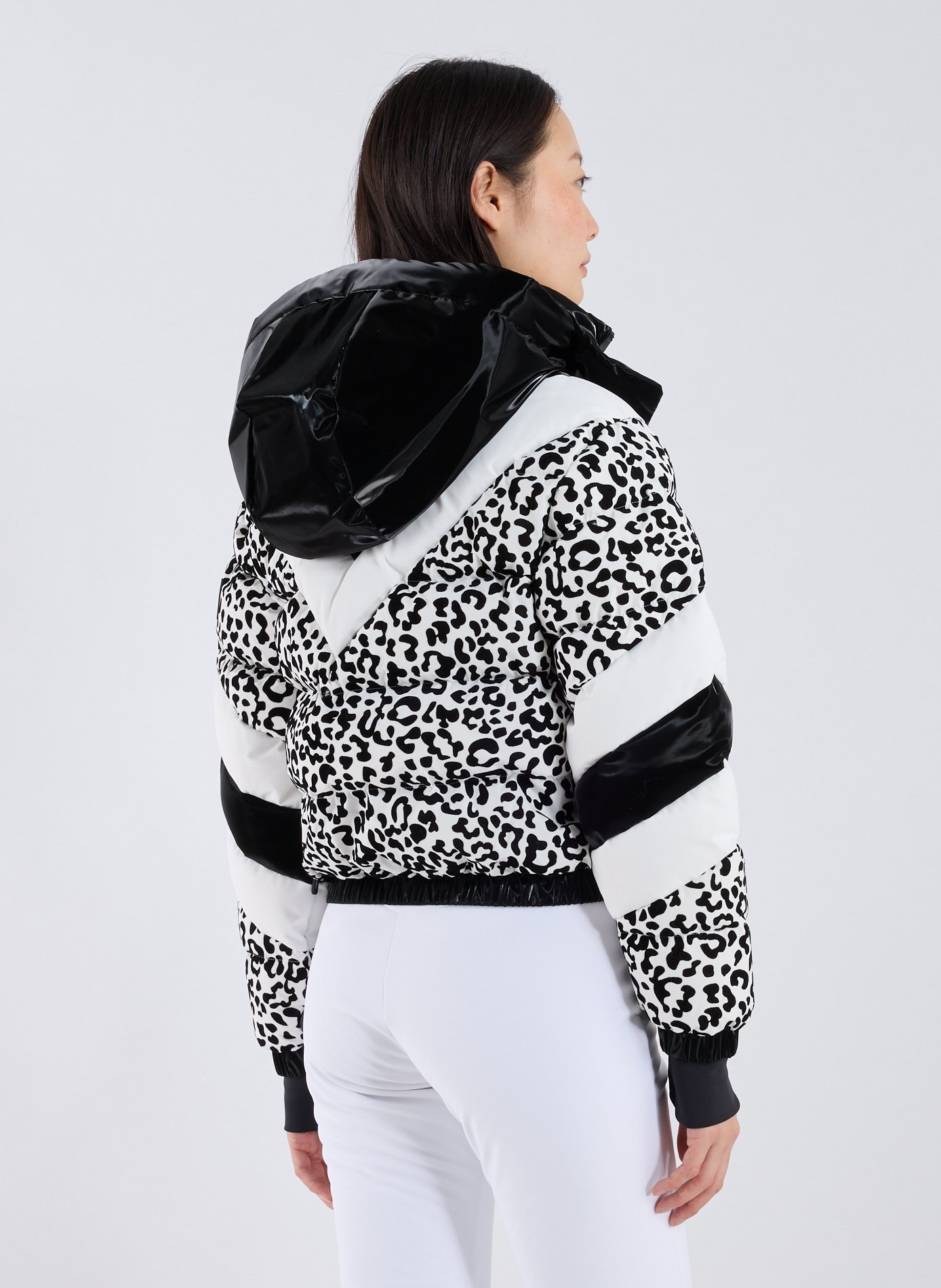 Manteau de ski en duvet et tissu floqué avec motif chevron MACKAGE Multicolore